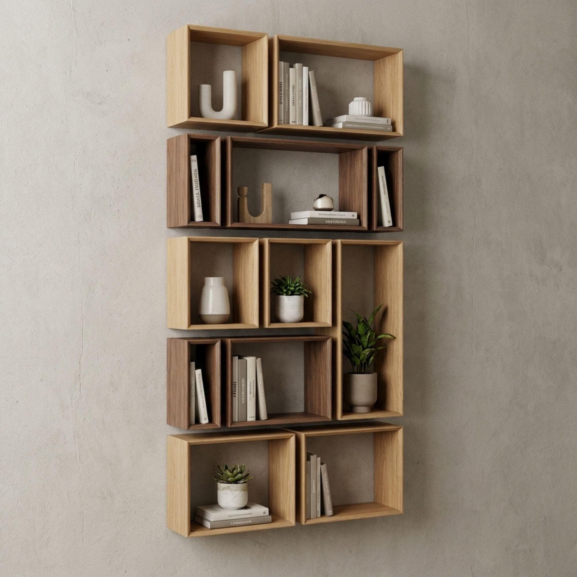 DIY Geometric Bookshelf Plans | Large Asymmetrical Bookcase Blueprint | Abstract Wall Book Shelves PDF 4
