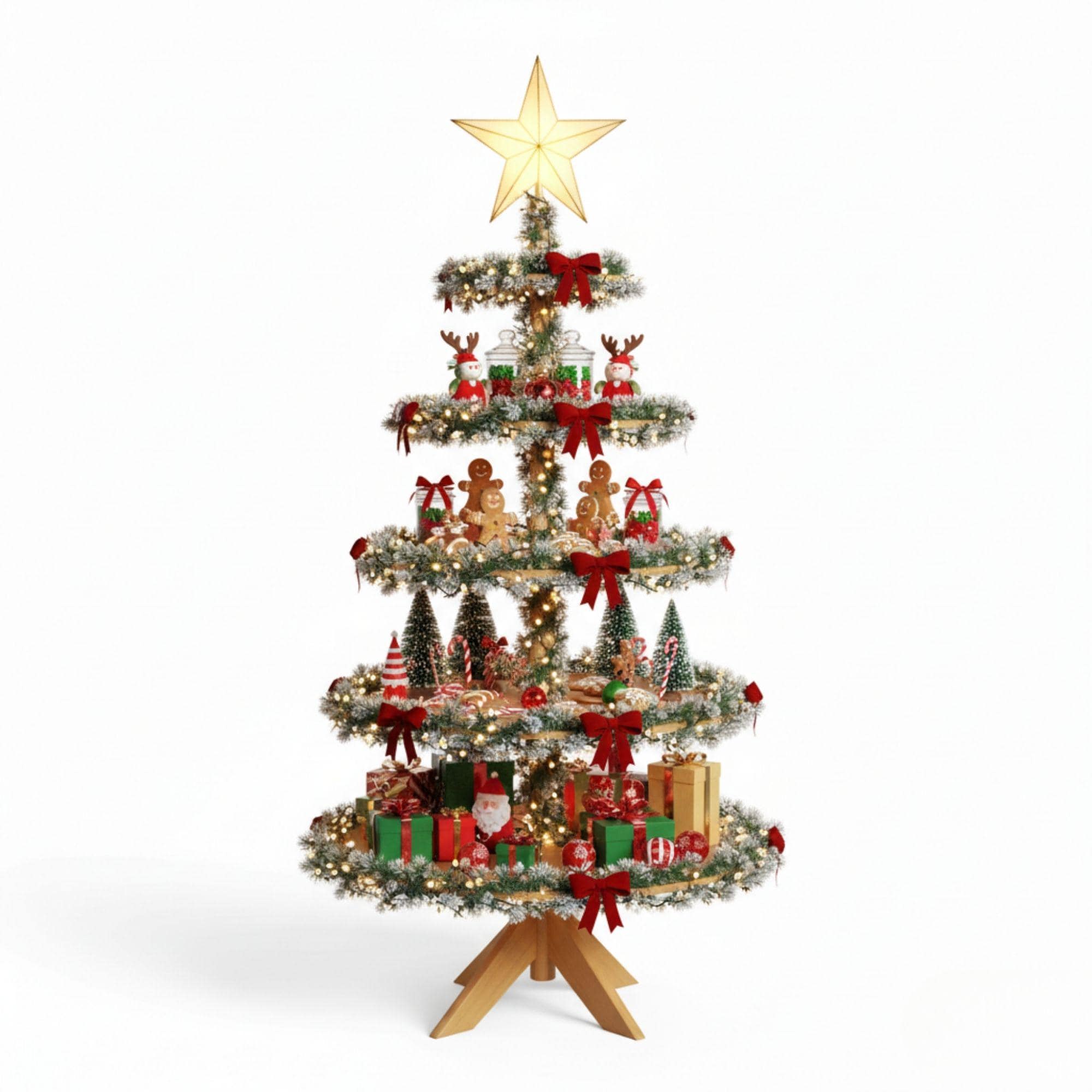 Christmas Village Tree Stand Plans | DIY Tiered Display Shelf Instructions | Wooden Miniature Village Platform | Woodworking Pattern 2