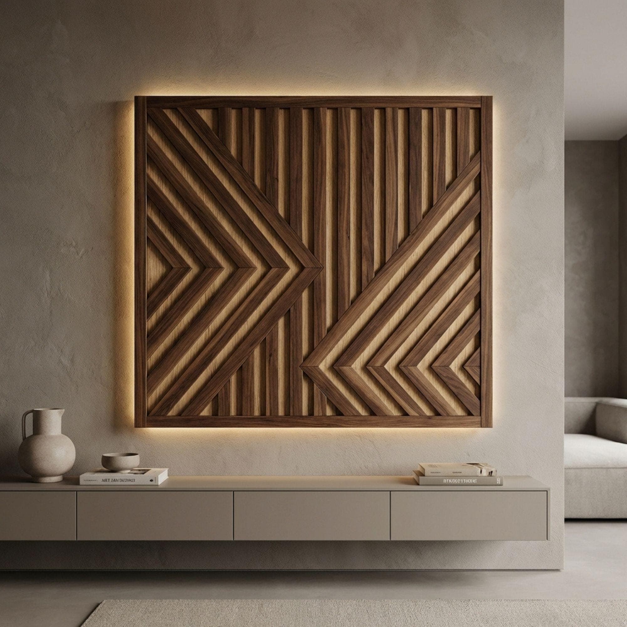 Geometric Wood Wall Art Plans | Large Chevron Blueprint (PDF Download) 5