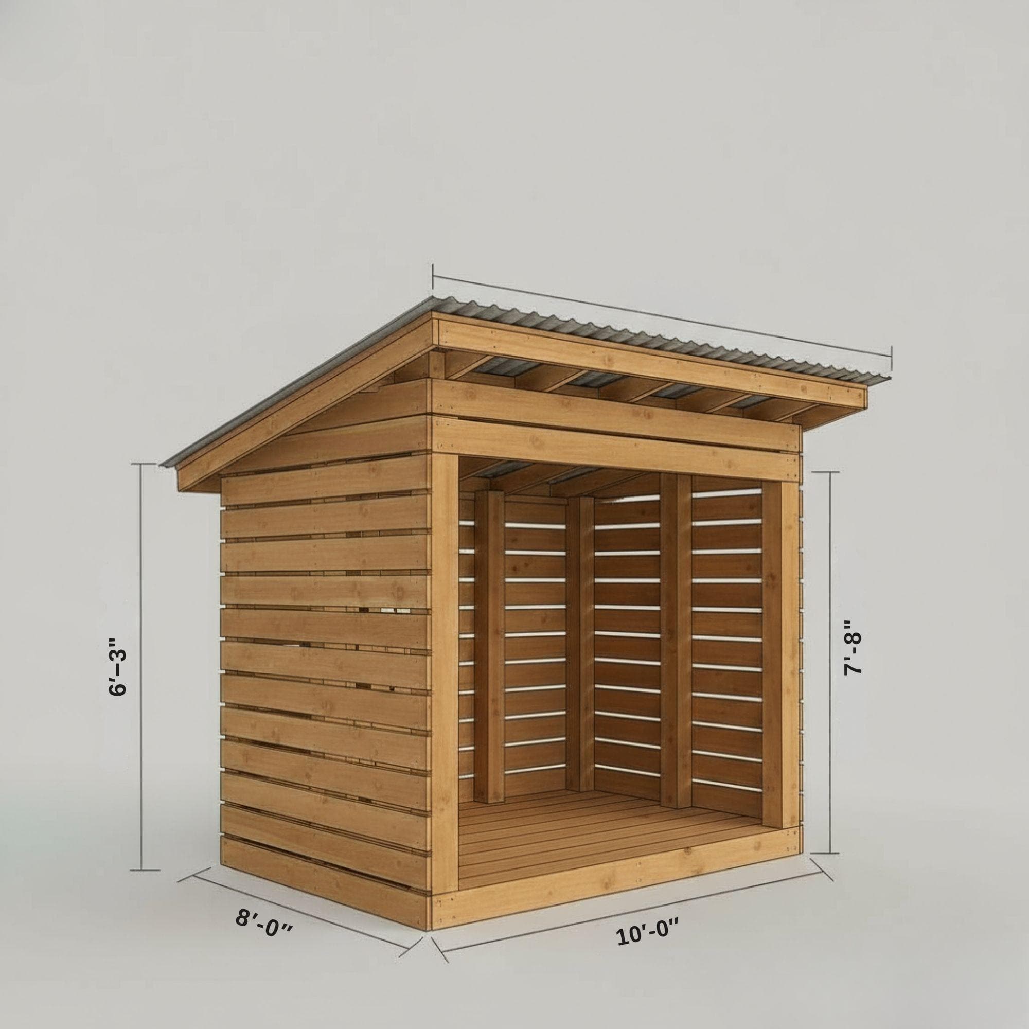 8x10 Firewood Shed Plans: DIY Sloped Roof Woodshed (PDF Download) 4