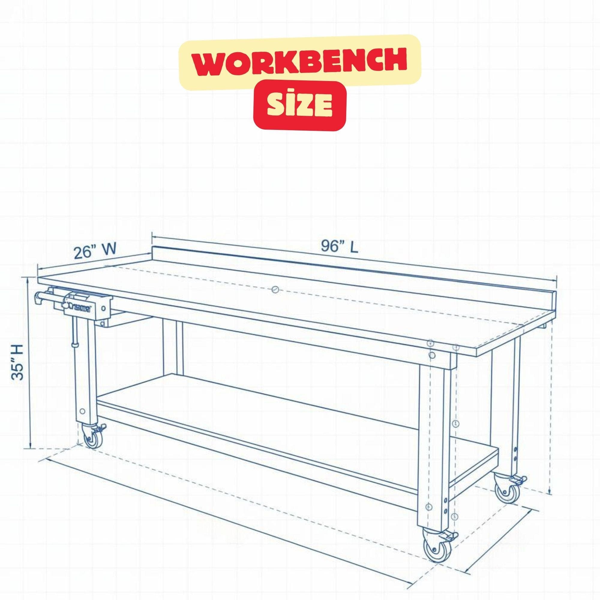 DIY Extra-Long Mobile Workbench Plans | Garage Workstation (Digital Download) 7