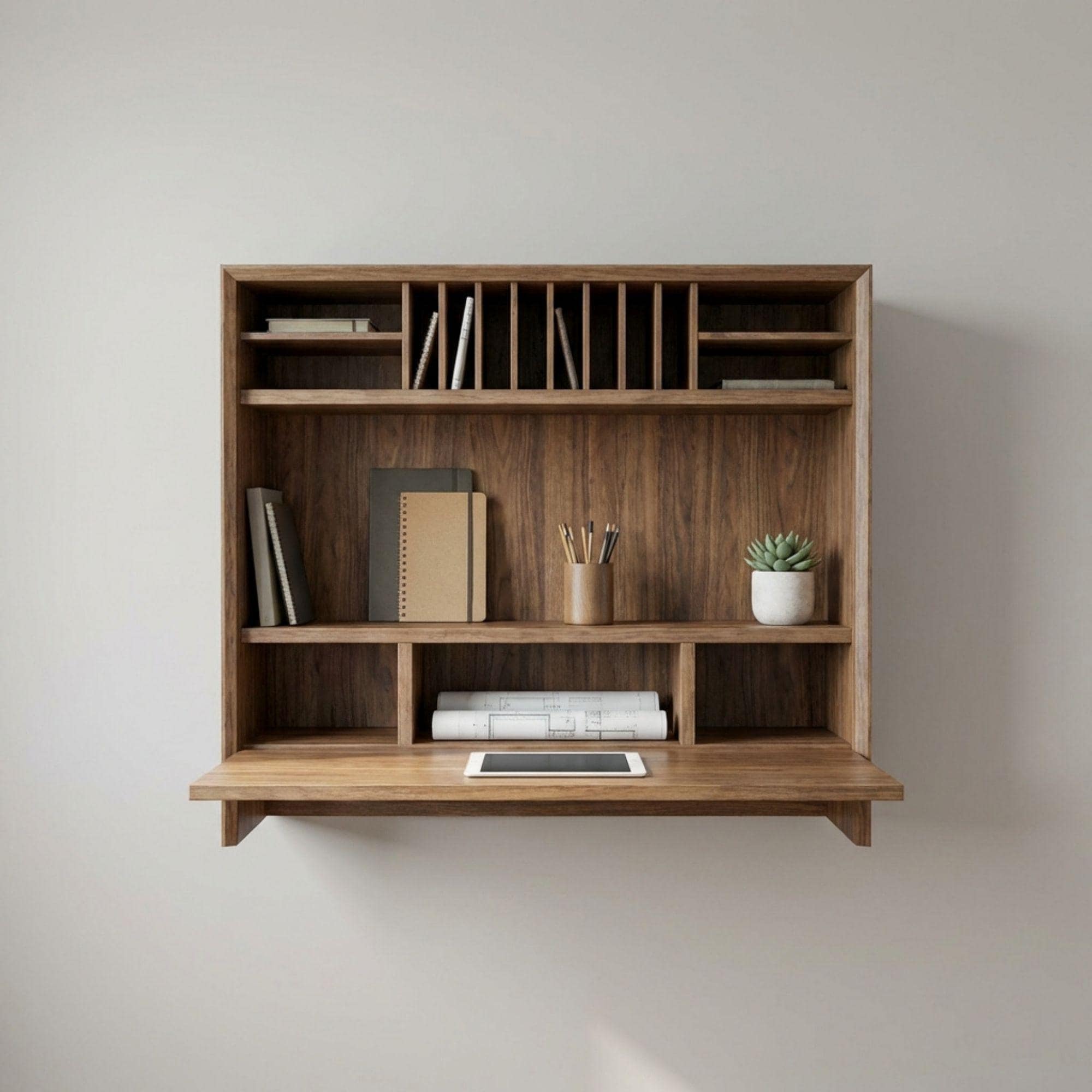 DIY Wall Mounted Murphy Desk Plans | Fold Down Shelf Blueprint (PDF Download) 2