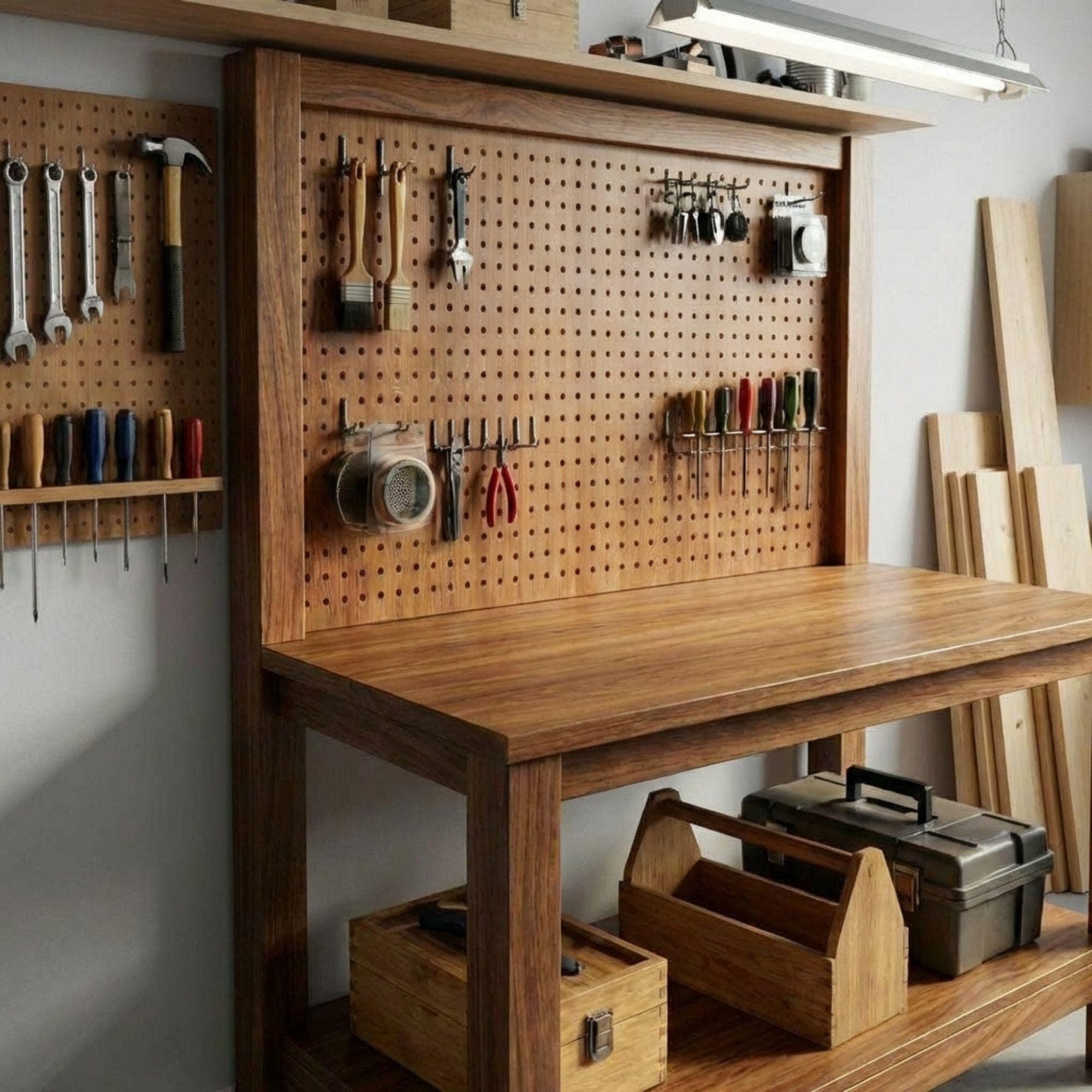DIY Workbench Plans | Garage Workbench with Pegboard PDF | Wood Workbench Shelf | Easy DIY Garage Workshop Workbench 5