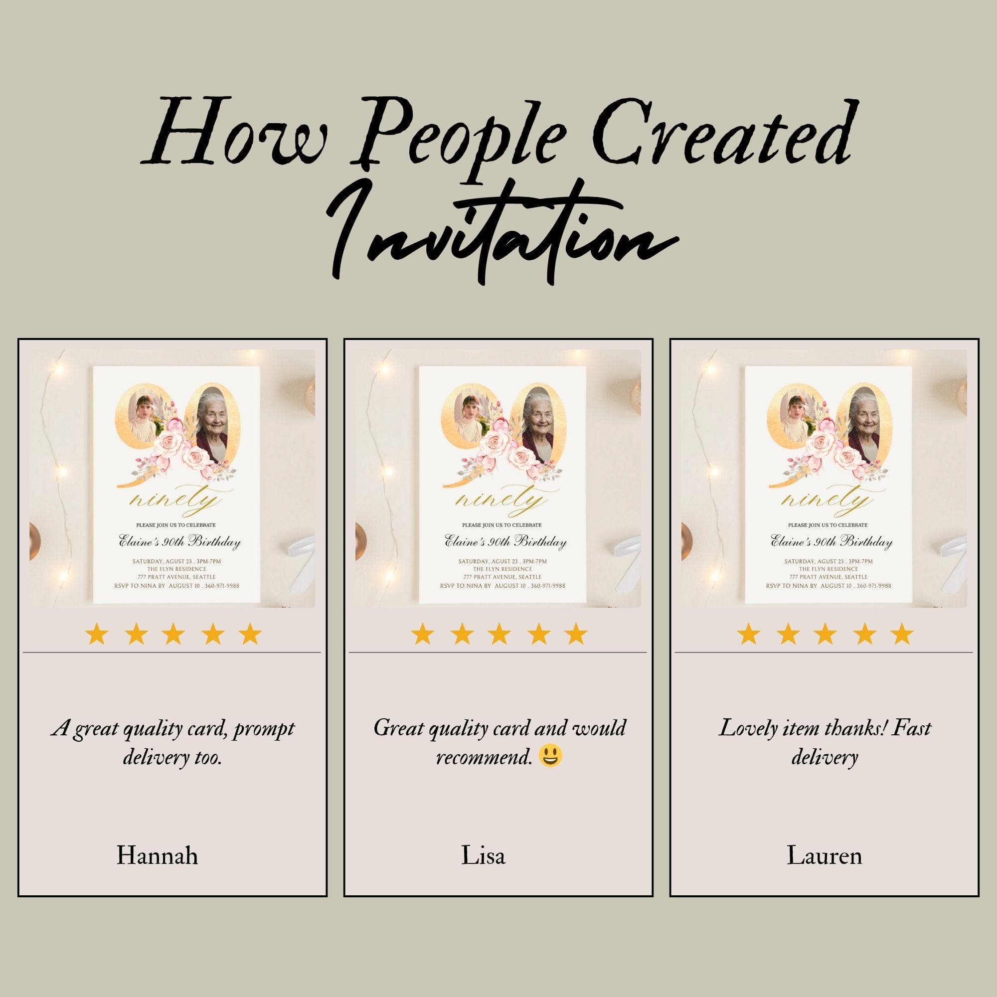 Floral 90th Birthday Invitation | Photo Keepsake (Digital) 7