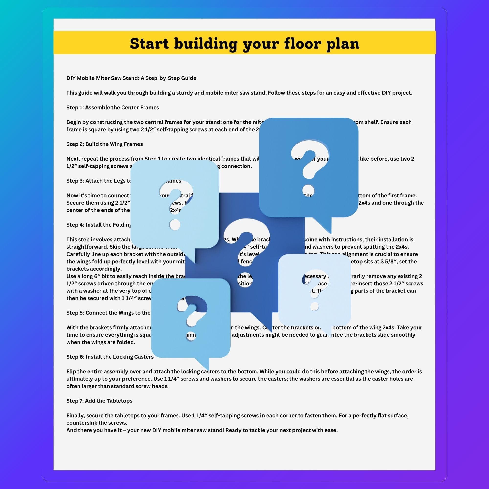 Mobile Miter Saw Station Plans: Flip Top Workbench with Wood Storage (PDF) 3