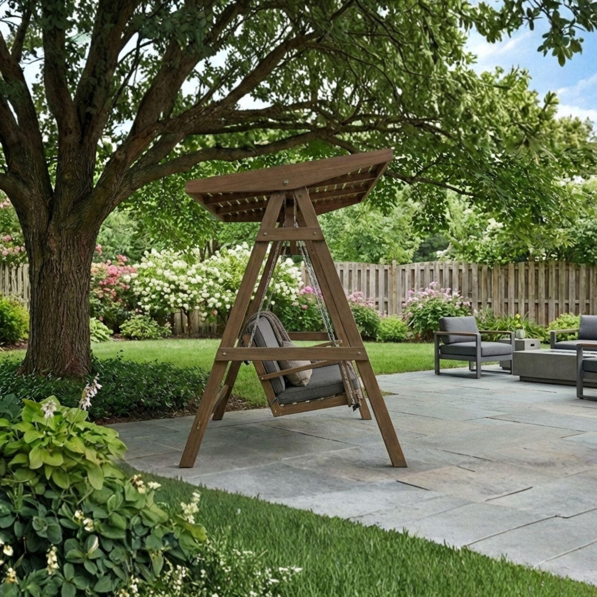Covered Garden Swing Plans | DIY A-Frame Bench with Roof (PDF Blueprint 3