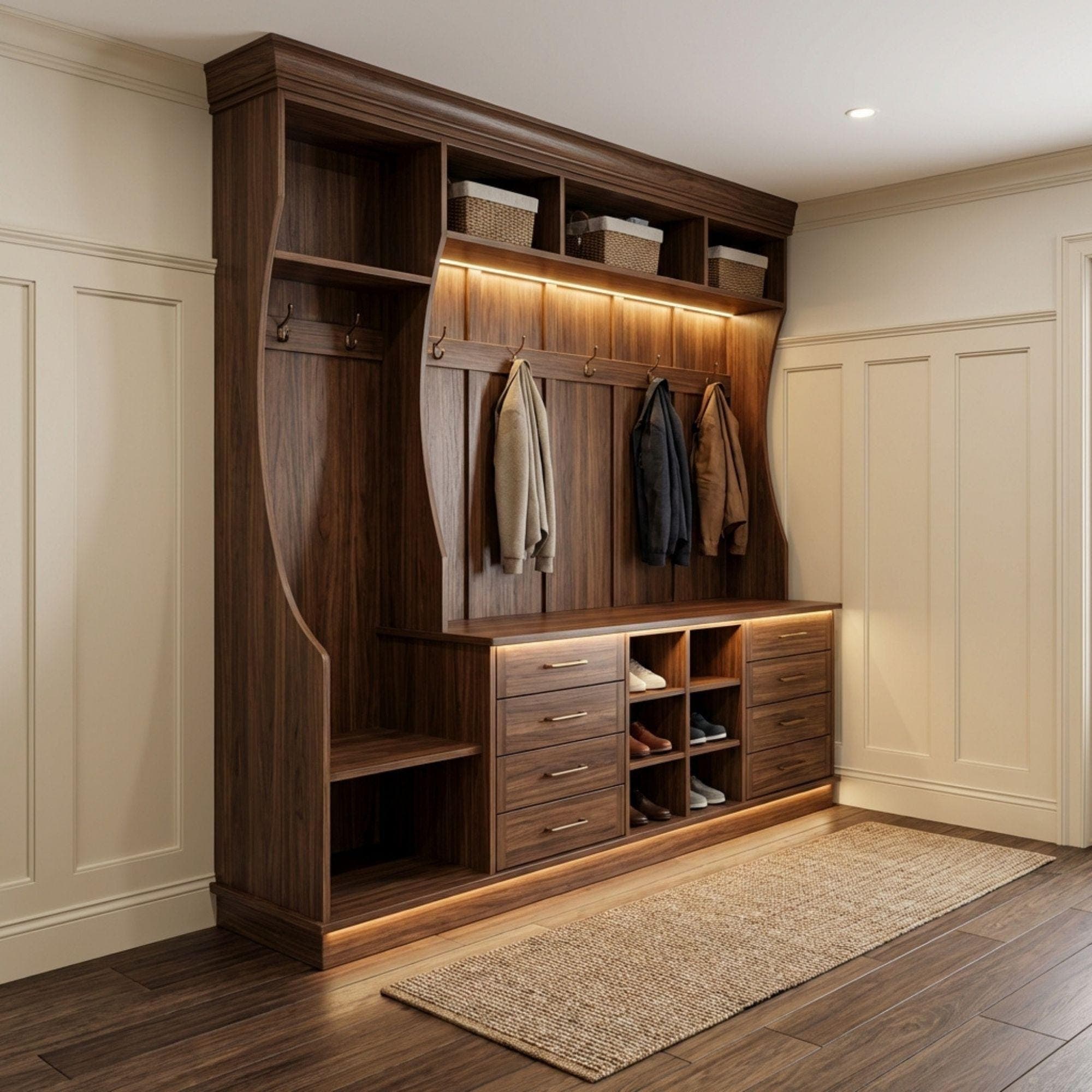 DIY Built In Cabinets Plans | Large Mudroom Hall Tree Blueprint | Wall Unit Storage Cabinet PDF 3