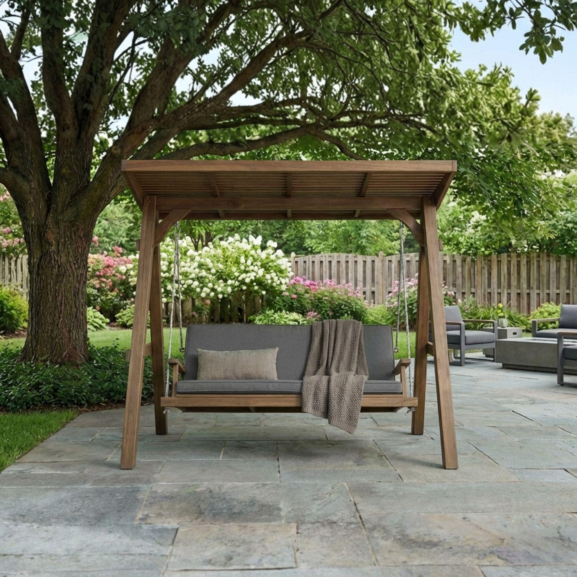 Covered Garden Swing Plans | DIY A-Frame Bench with Roof (PDF Blueprint 2