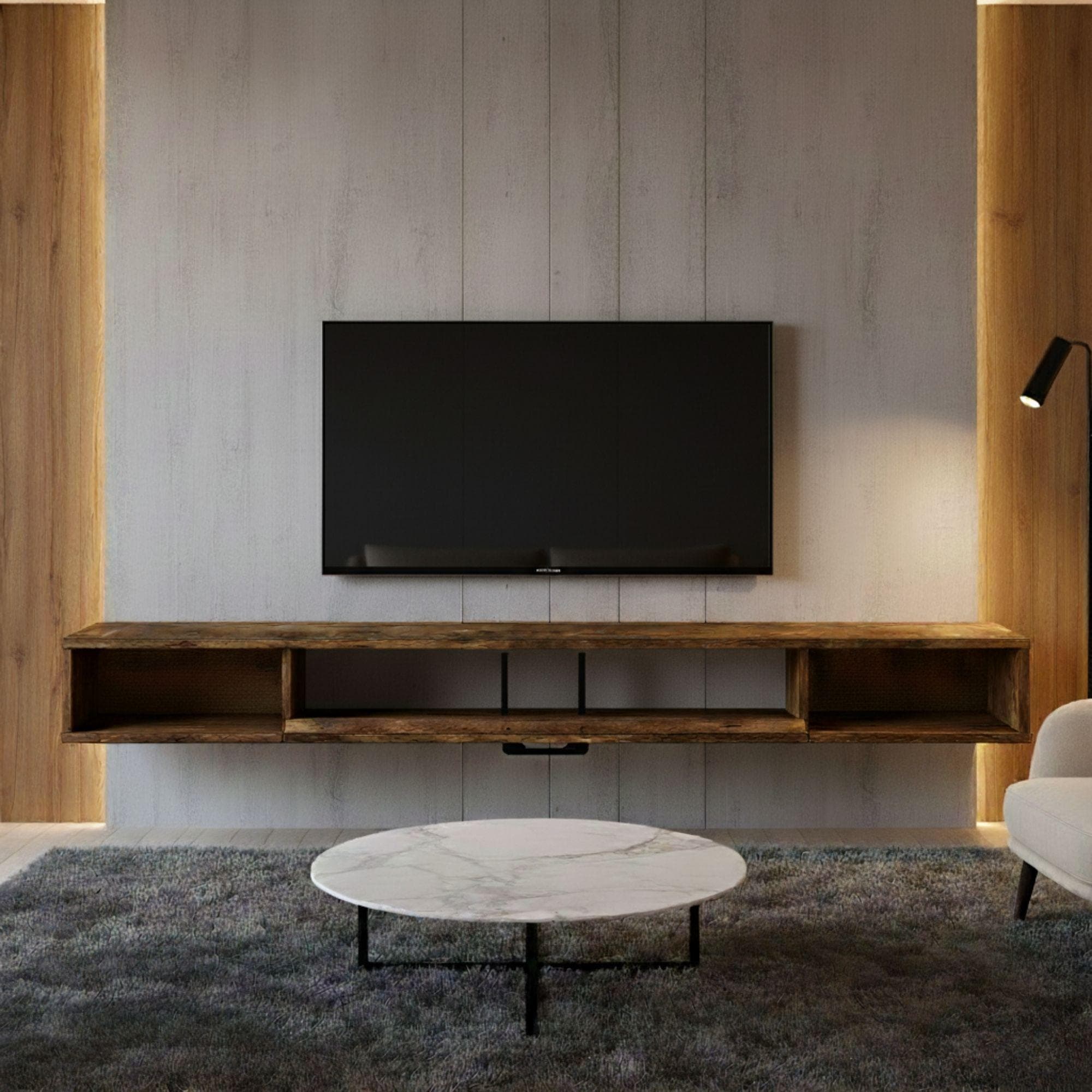 Floating TV Console Plan: Modern Walnut Wall-Mounted Design (Digital Download) 2