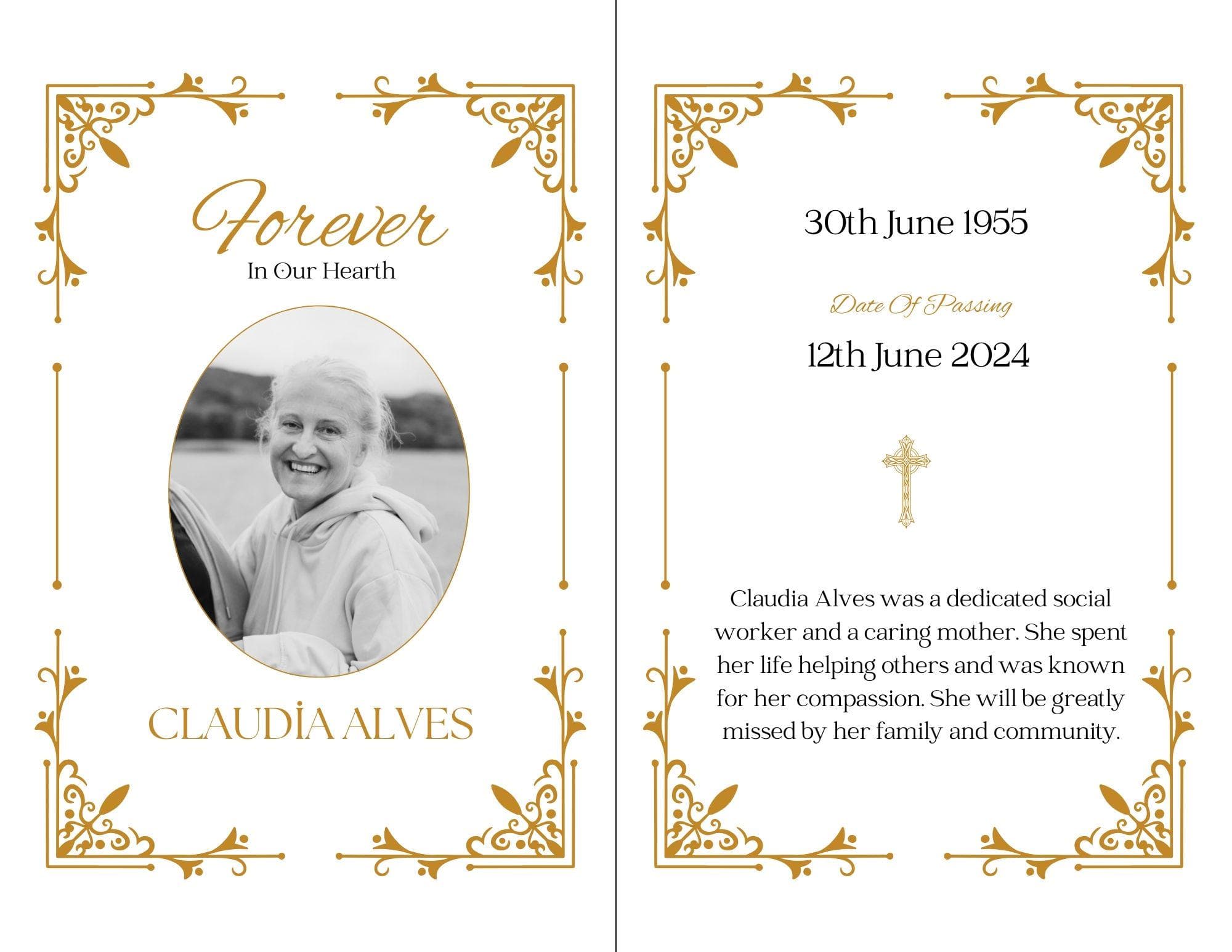 Gold Funeral Program Template | Canva Bifold Memorial (Digital Download) 5