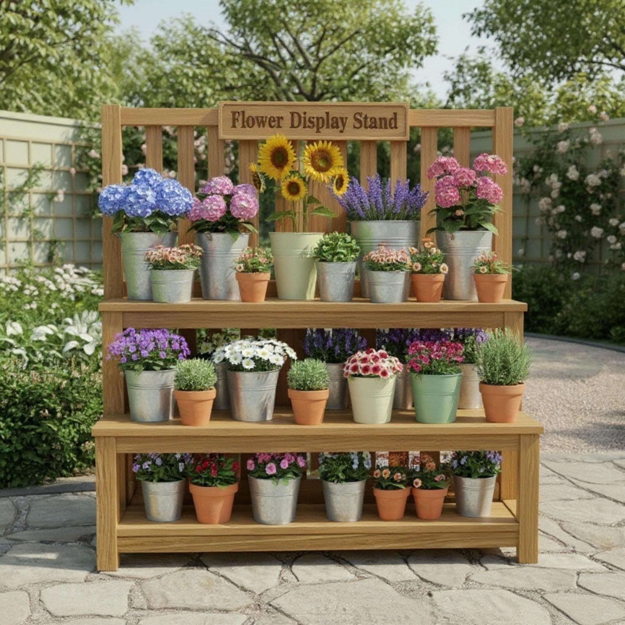 DIY Tiered Flower Display Stand Plans: Large Wood Planter (PDF Pattern) 1