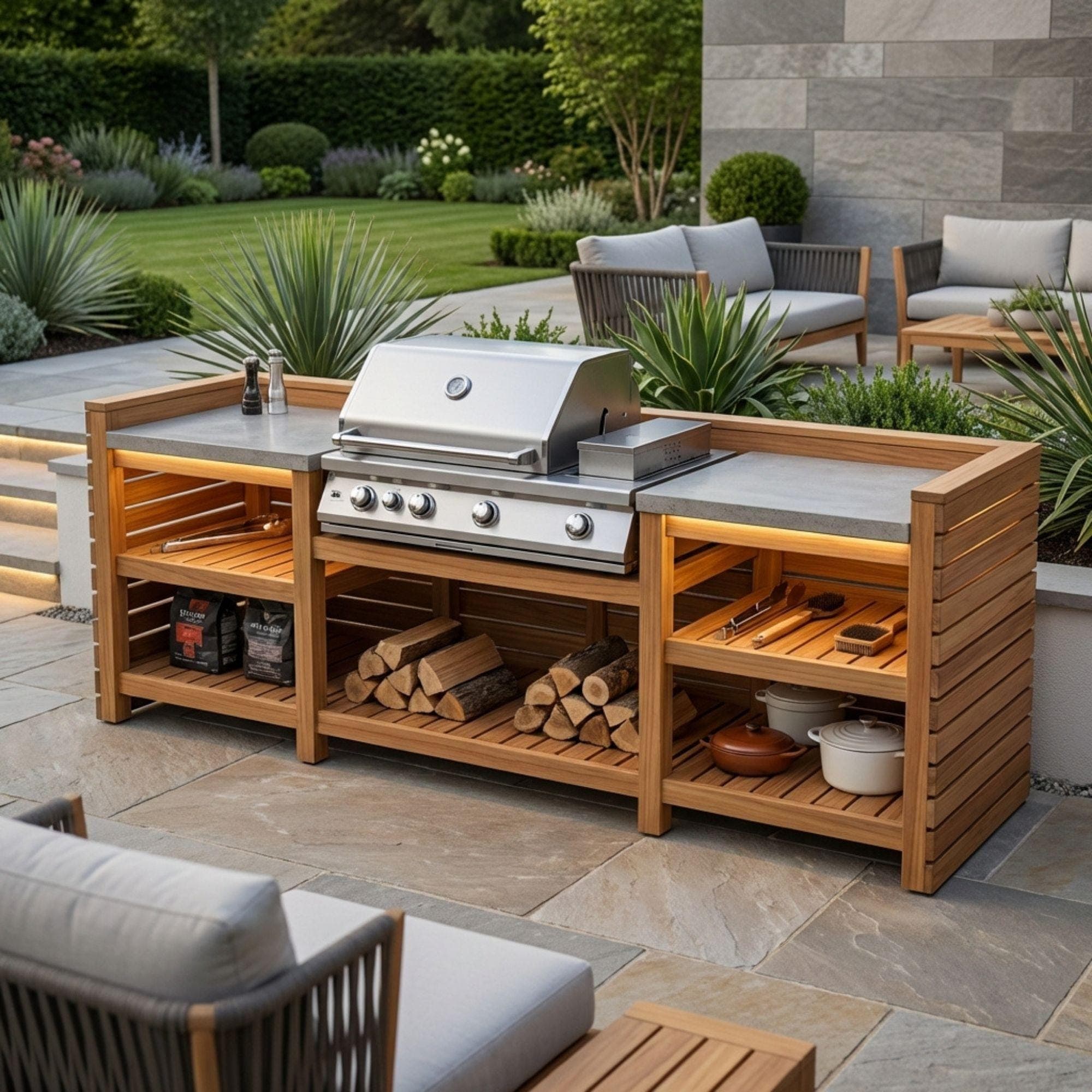 DIY Outdoor Grill Station Plans | BBQ Kitchen Cart Blueprint | Wooden Grill Table Build Guide 4