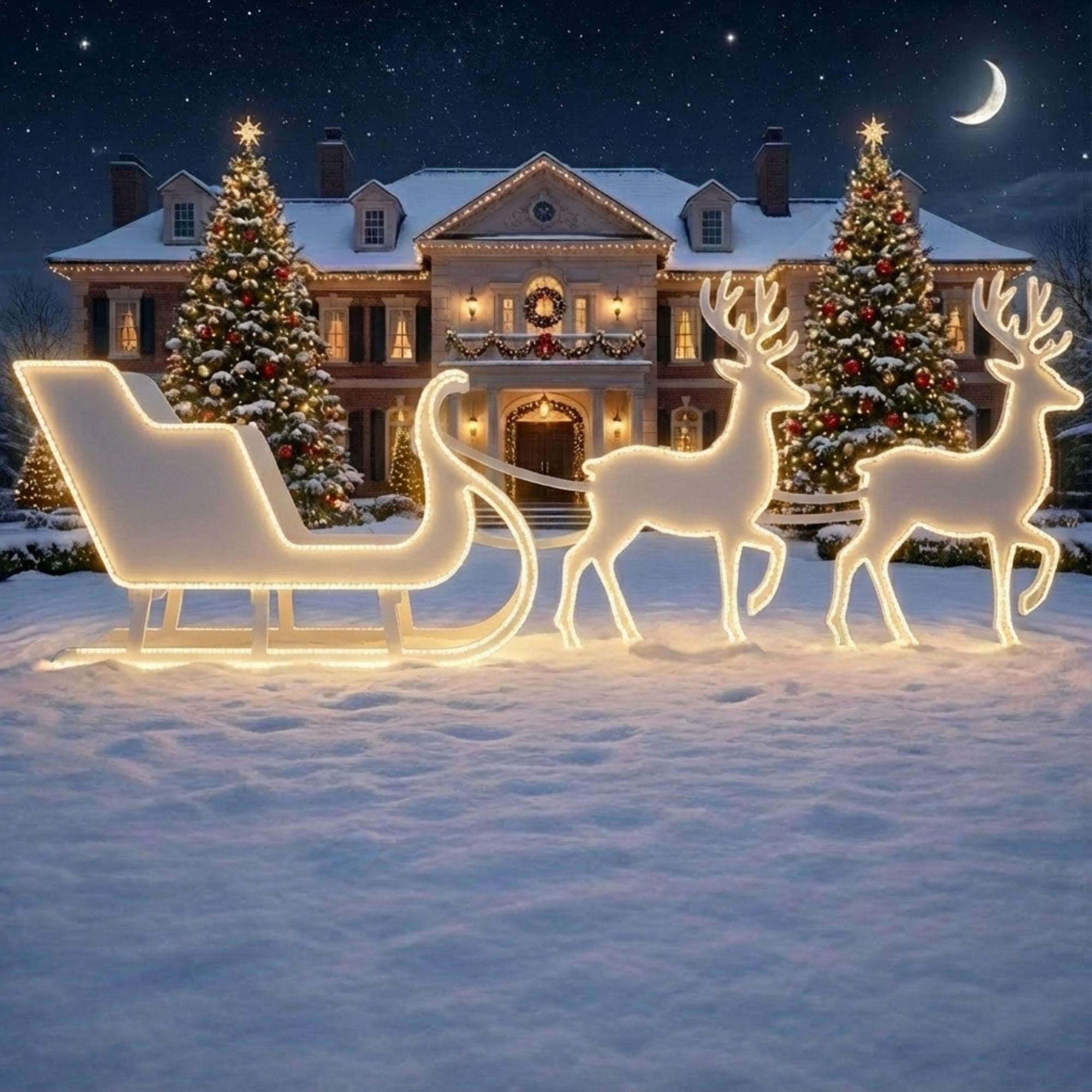 Life-Size Santa Sleigh & Reindeer Plans | 2D Plywood Template for Outdoor Christmas Decor | DIY Silhouette Pattern | PDF Woodworking