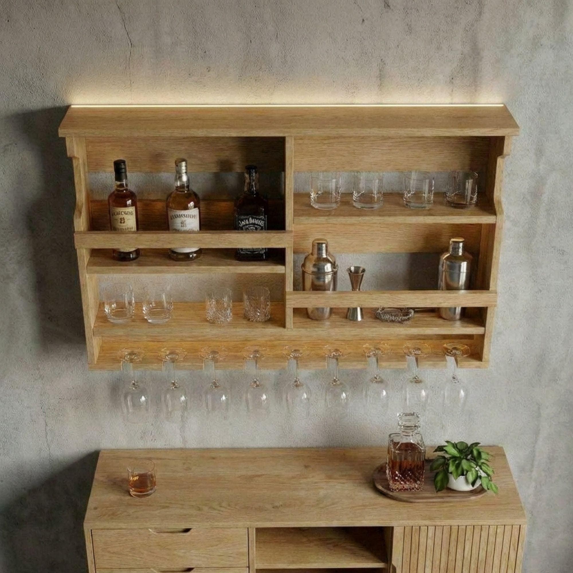 DIY Wall Mounted Wine Rack Plans | Bar Cabinet with Glass Storage (PDF Download) 6