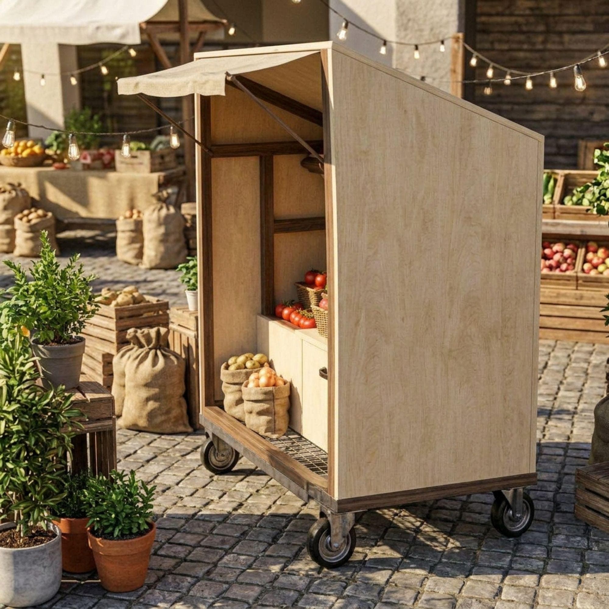 DIY Farmstand Plans | Roadside Vegetable Stand Blueprint | Mobile Bakery Cart PDF | Farmers Market Stall Build | Wood Flower Cart Template 4