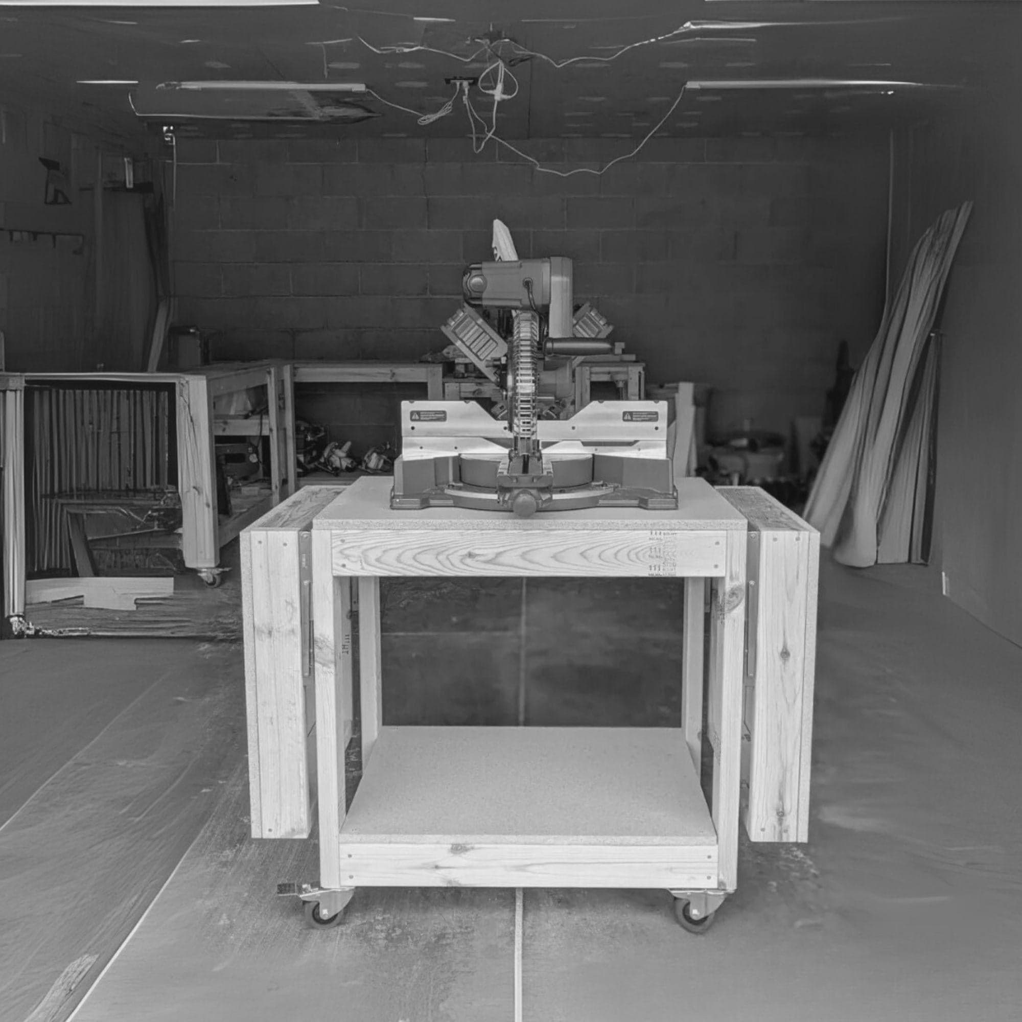 Mobile Miter Saw Station Plans: Flip Top Workbench with Wood Storage (PDF) 2