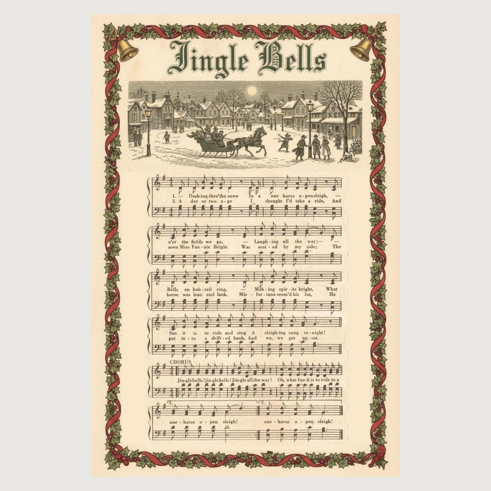 Vintage Christmas Carol Sheet Music Prints, Set of 5 (Digital Download) 6