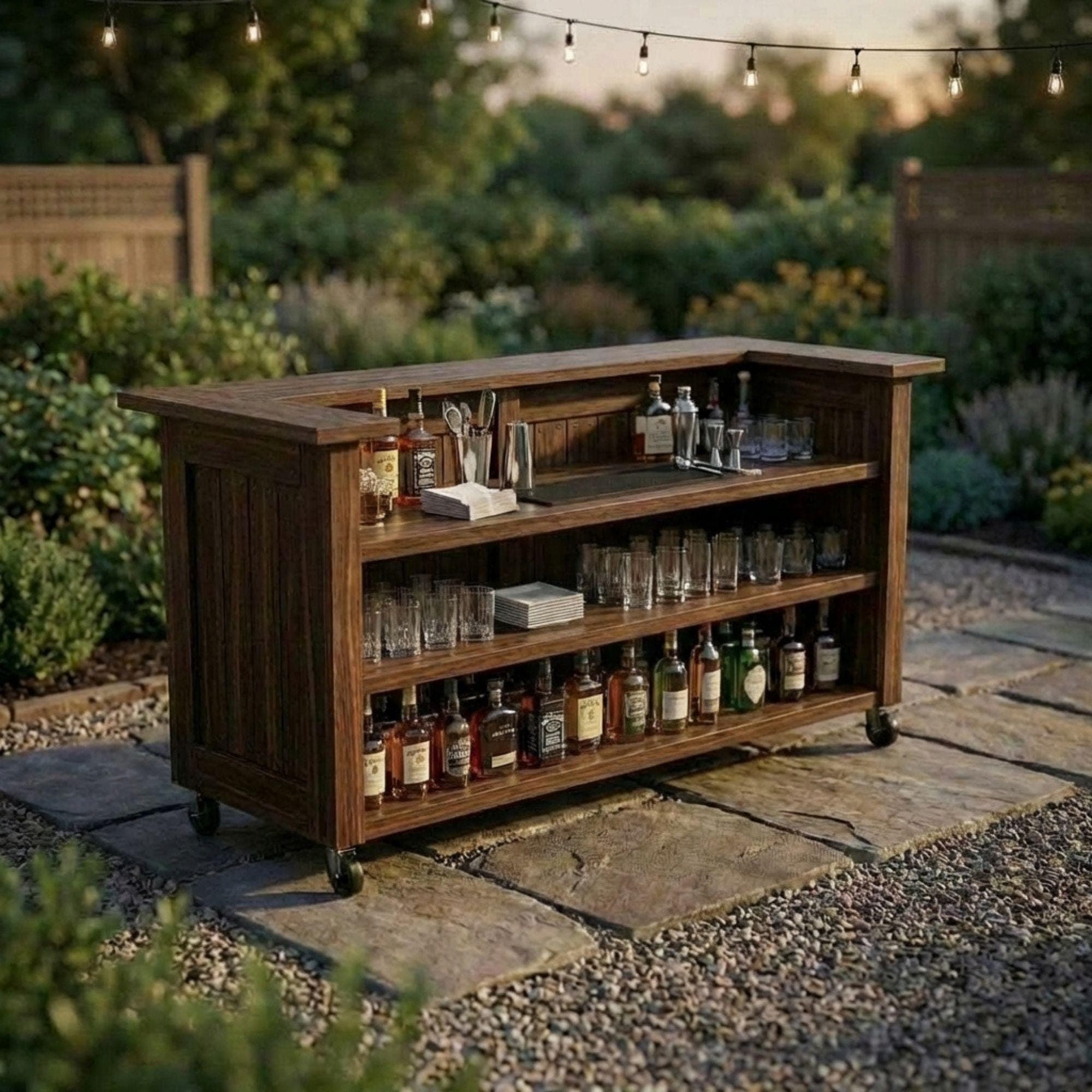 DIY Outdoor Bar Plans | Slatted Wood Mobile Bar Blueprint (PDF Download) 4