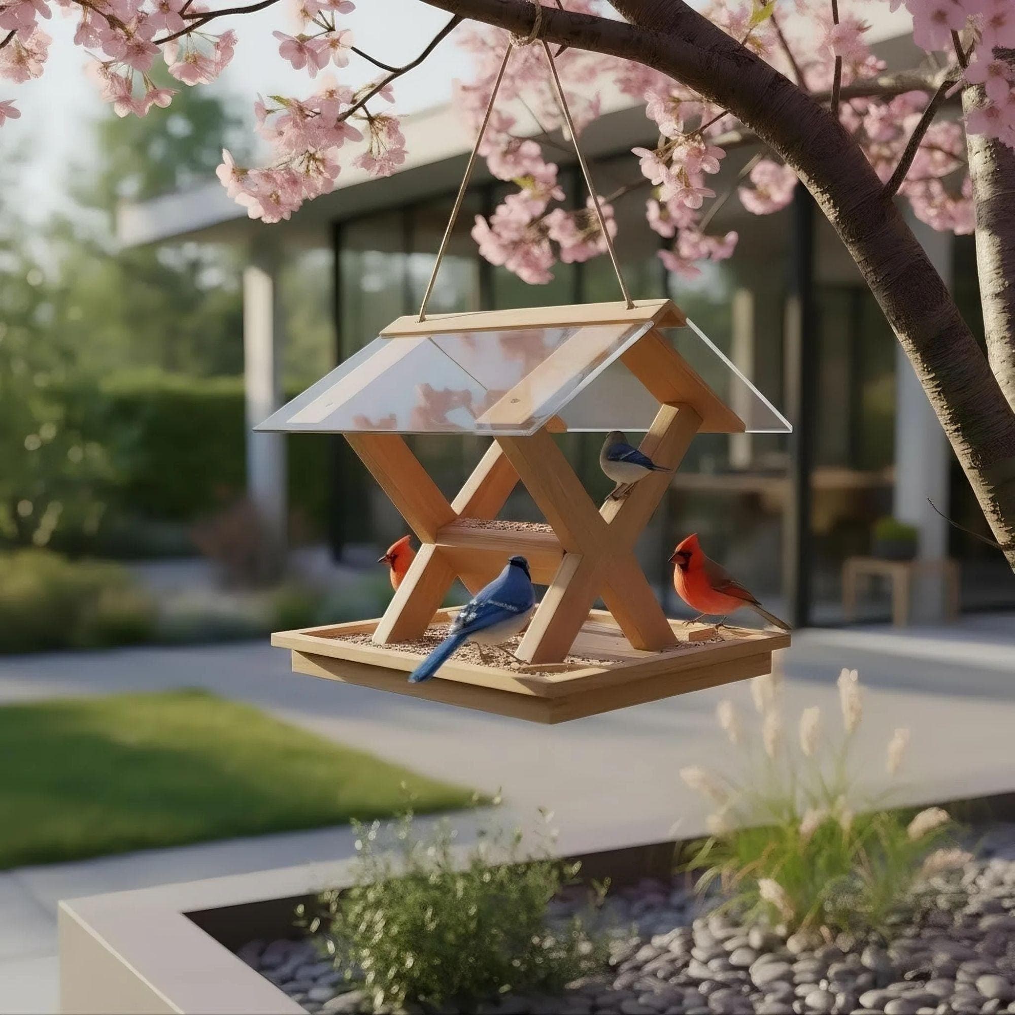 Modern Bird Feeder Plans | Hanging X-Frame Design (PDF) 5