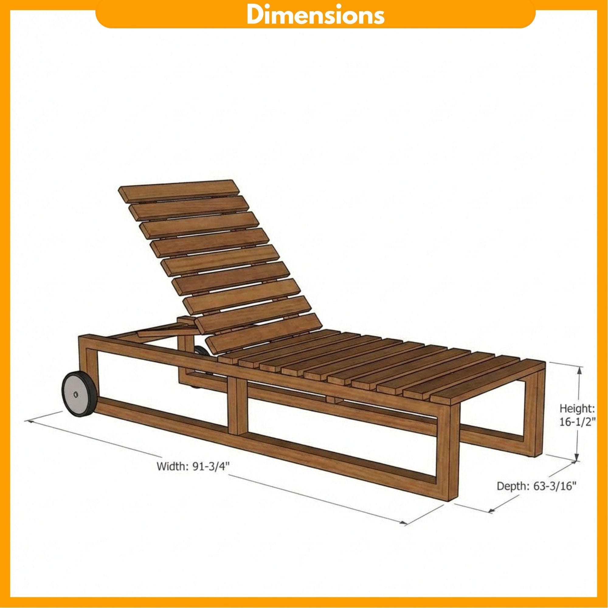 DIY Outdoor Chaise Lounge Plans, Adjustable Wood Lounger Blueprint (PDF Download) 1