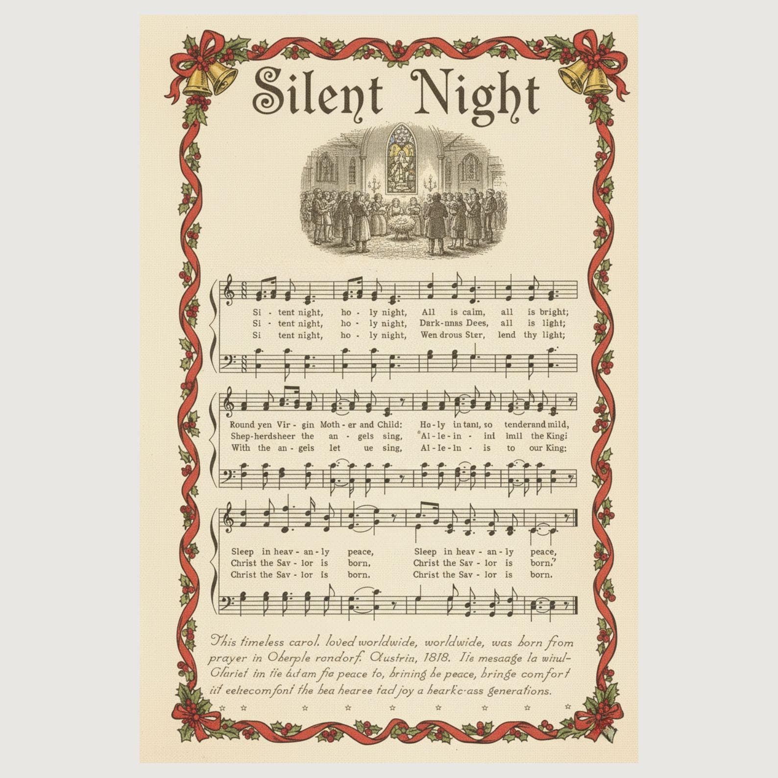 Vintage Christmas Carol Sheet Music Prints, Set of 5 (Digital Download) 3