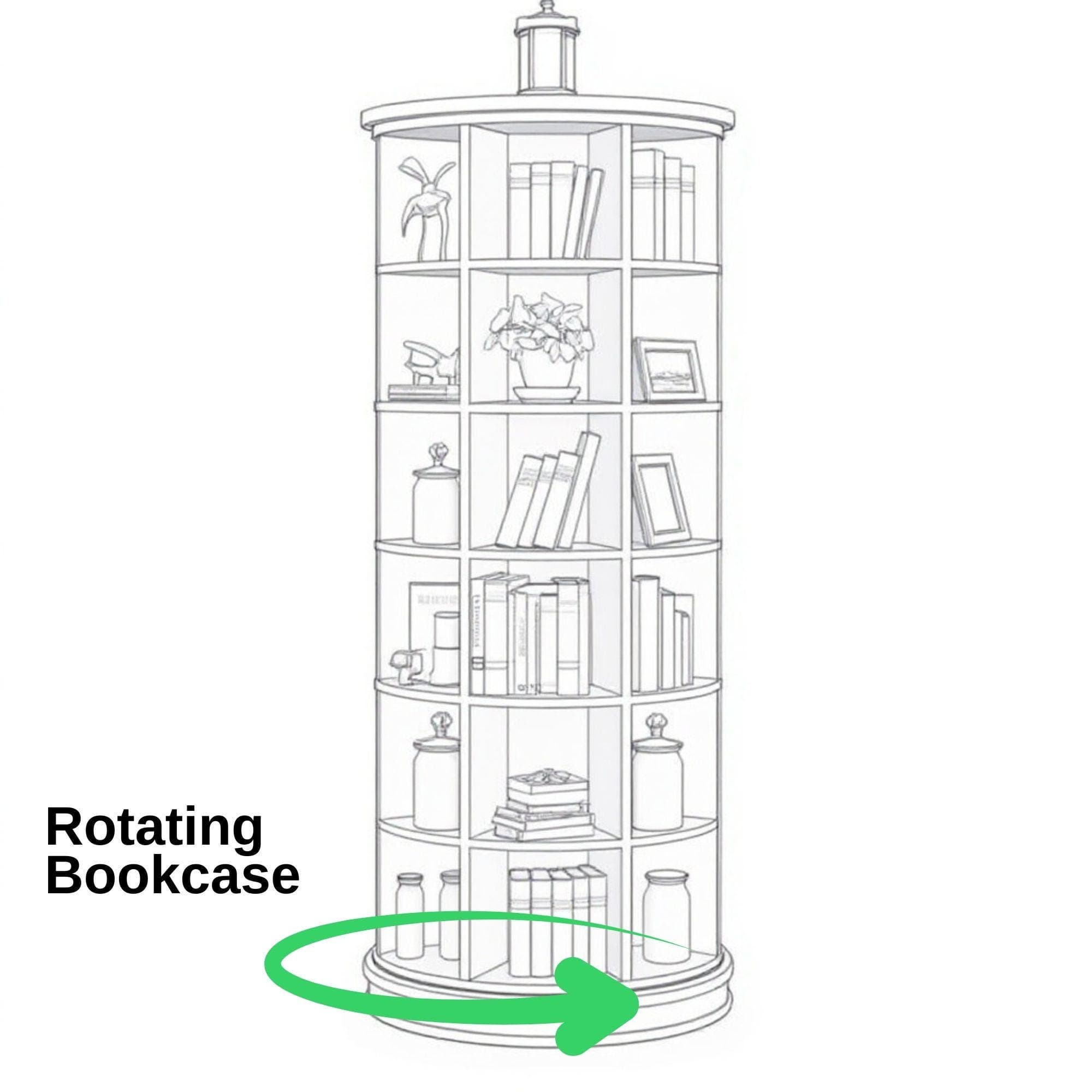 Rotating Bookshelf | Revolving Bookcase | Furniture Plans for Woodworkers | DIY Bookcase Plans PDF | Easy-to-Build Wooden Bookshelf 3
