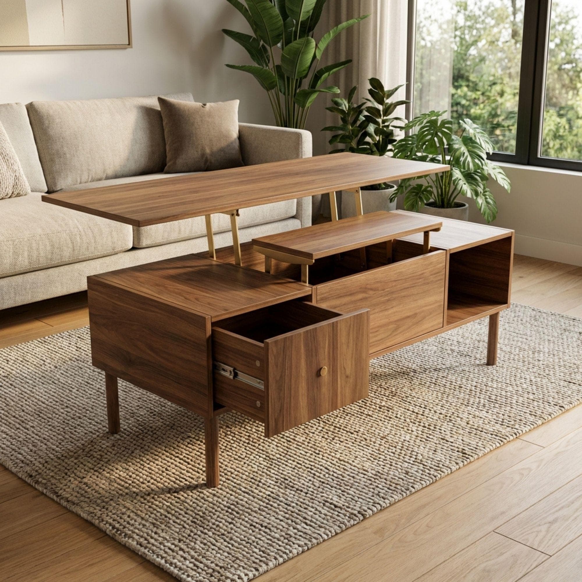 DIY Lift Top Coffee Table Plans | Mid-Century Modern Storage Blueprint (Digital Download) 3