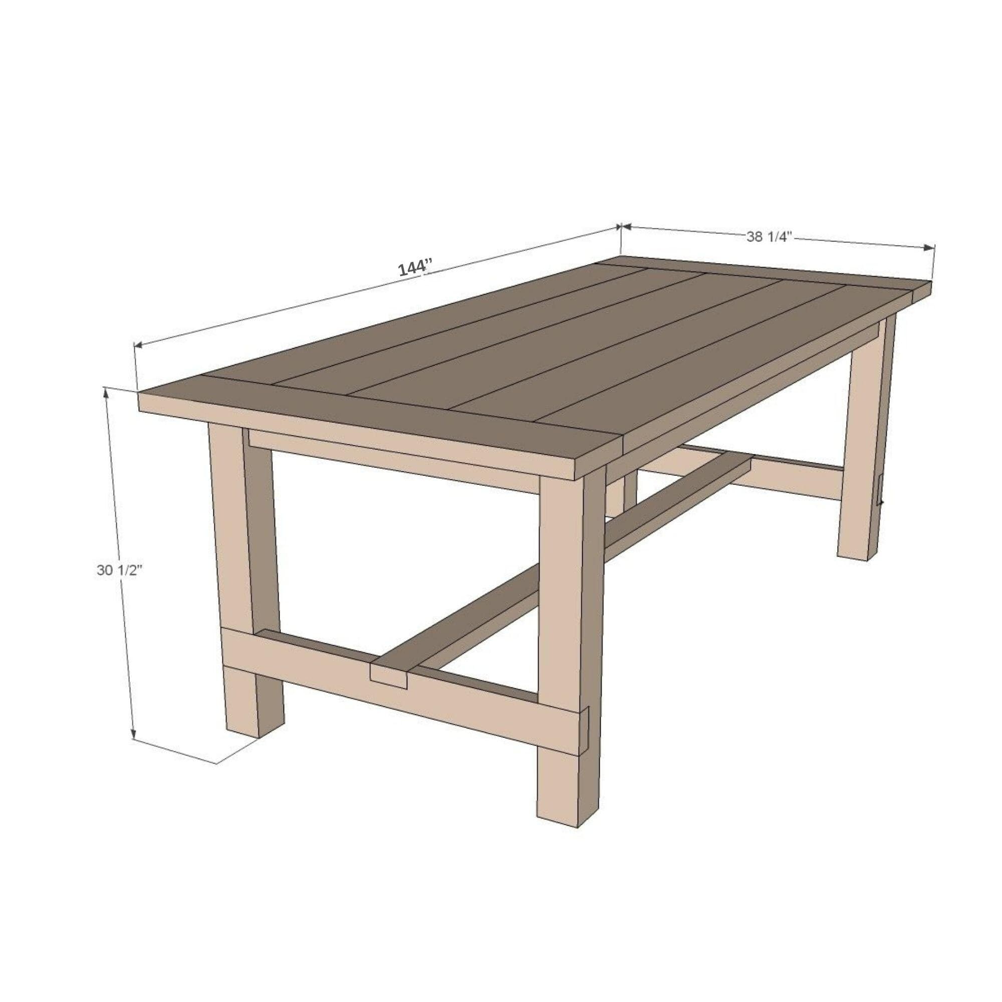 DIY 12 ft Farmhouse Table Plans | Rustic Outdoor Bench Table (Digital Download) 3