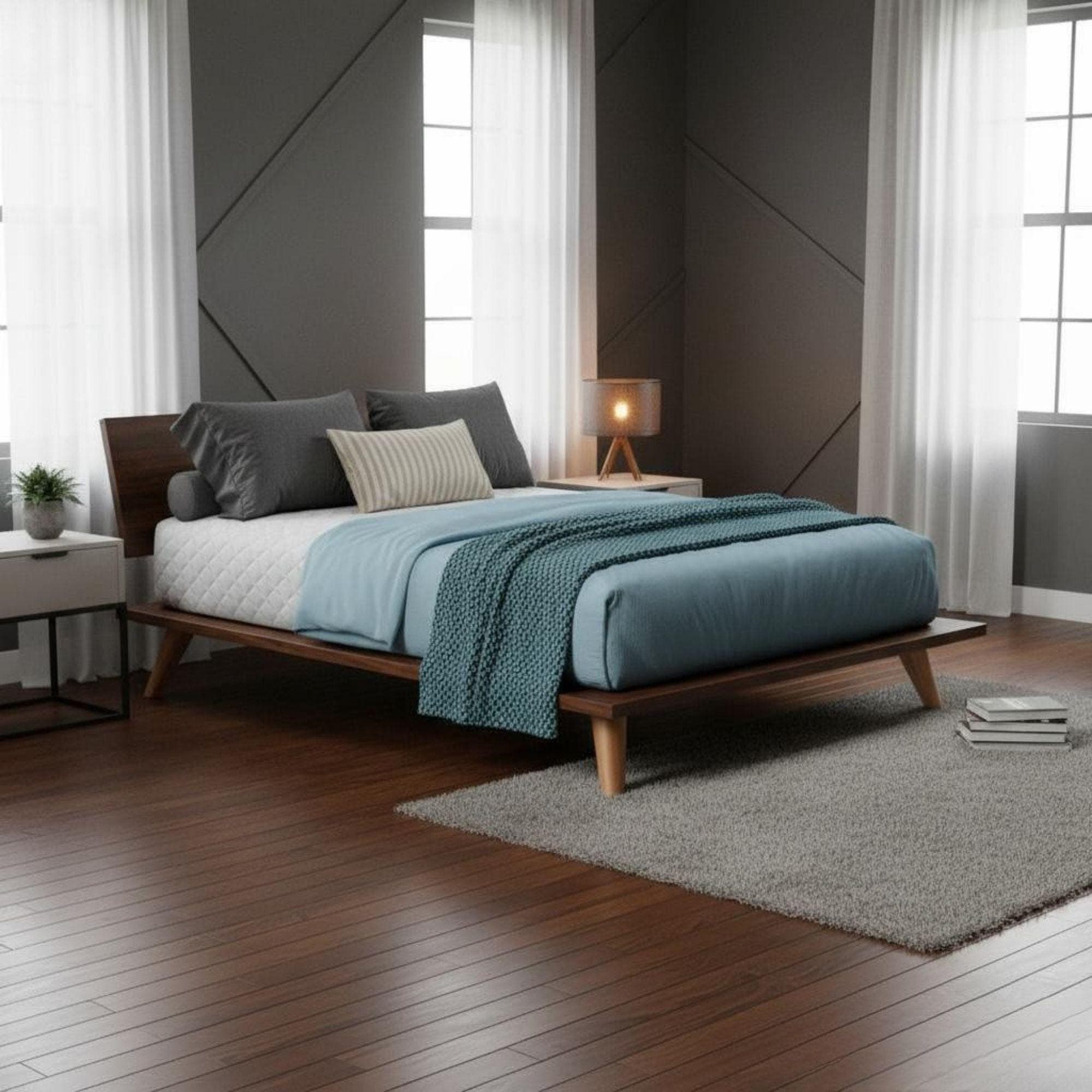 King Size Floating Bed Frame Plans | DIY Rustic Wood Design (PDF) 1