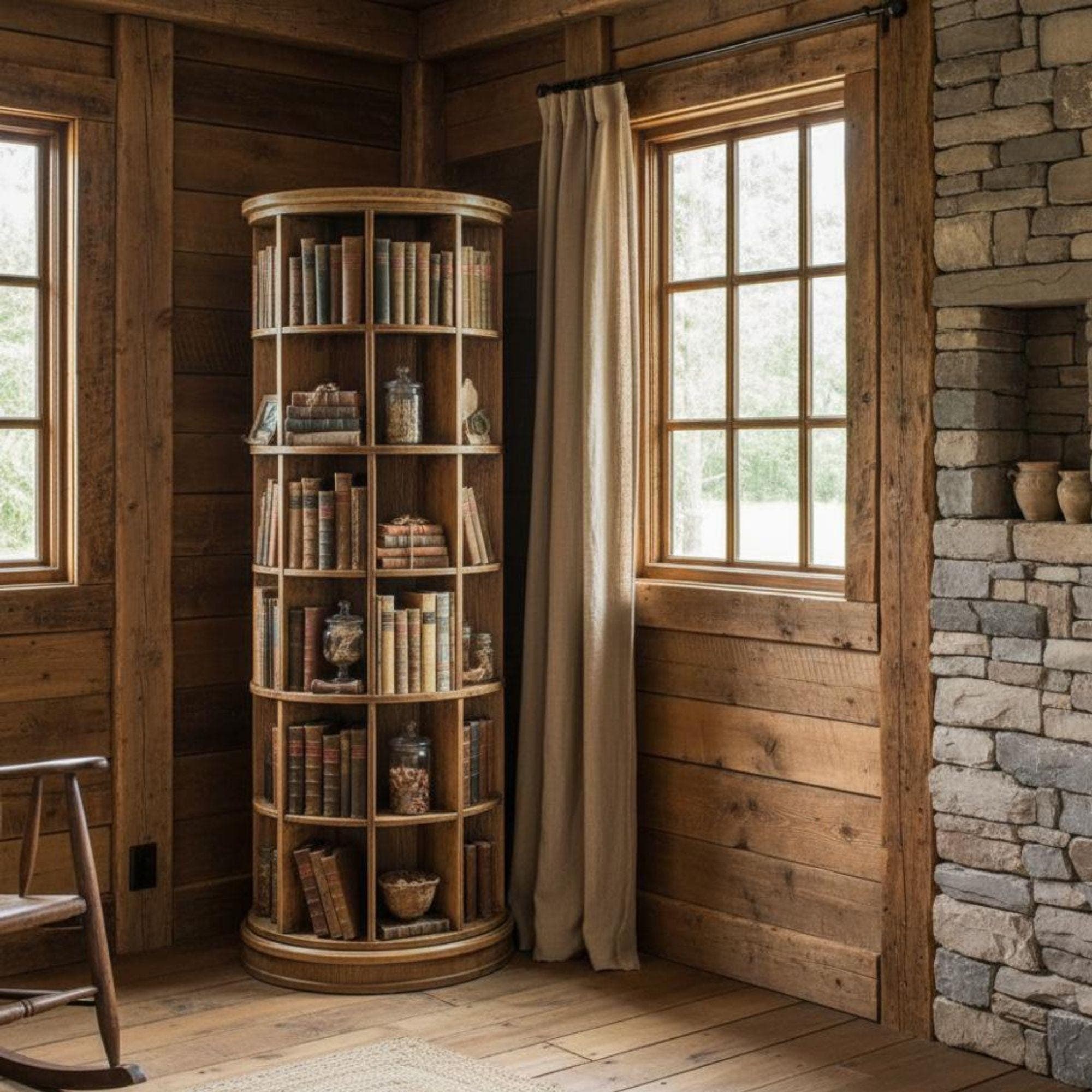 Rotating Bookshelf | Revolving Bookcase | Furniture Plans for Woodworkers | DIY Bookcase Plans PDF | Easy-to-Build Wooden Bookshelf 1