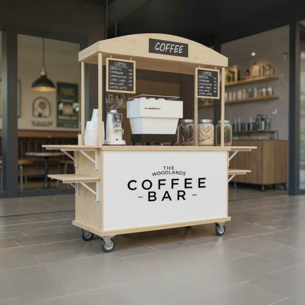 Coffee Cart Plans | Portable Espresso Bar Blueprint | DIY Collapsible Mobile Coffee, Drink Vendor Cart Design 1