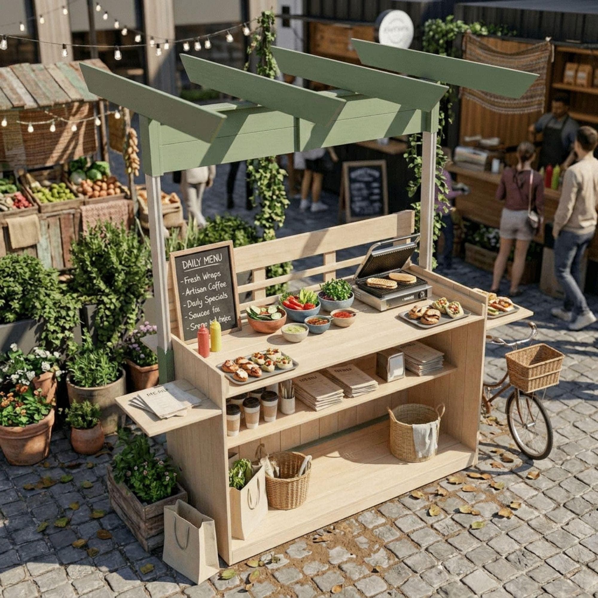 DIY Collapsible Food Cart Plan | Foldable Mobile Coffee Cart Plan | Charcuterie Cart Plan | Vendor Snack Stand Plan | Pancake & Dessert Cart 3