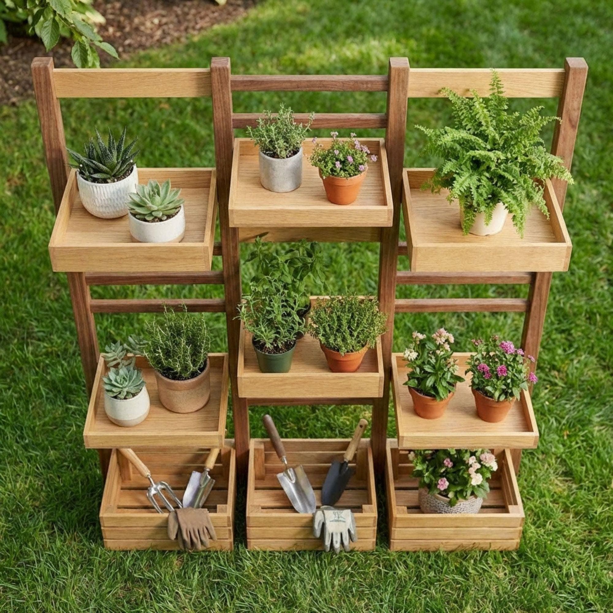 DIY Plant Stand Plans | Multi Tier Flower Pot Stand Blueprint |Outdoor Wooden Shelves PDF 3