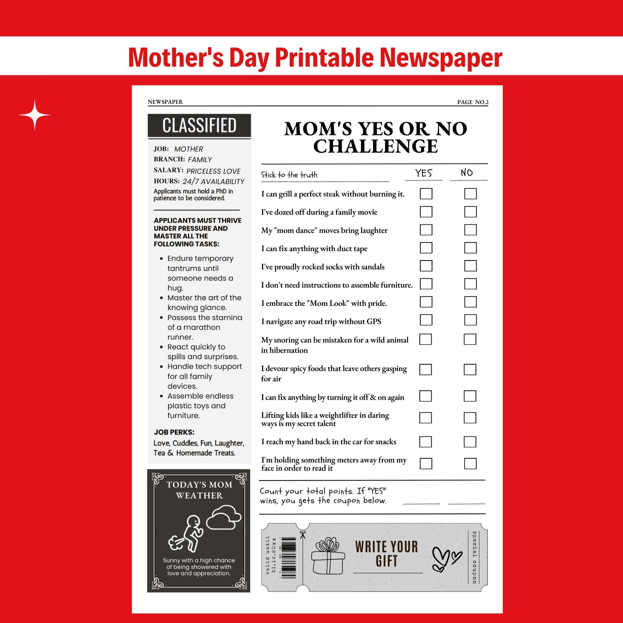 Personalized Mother's Day Newspaper Gift | Printable Card (Canva Template) 4