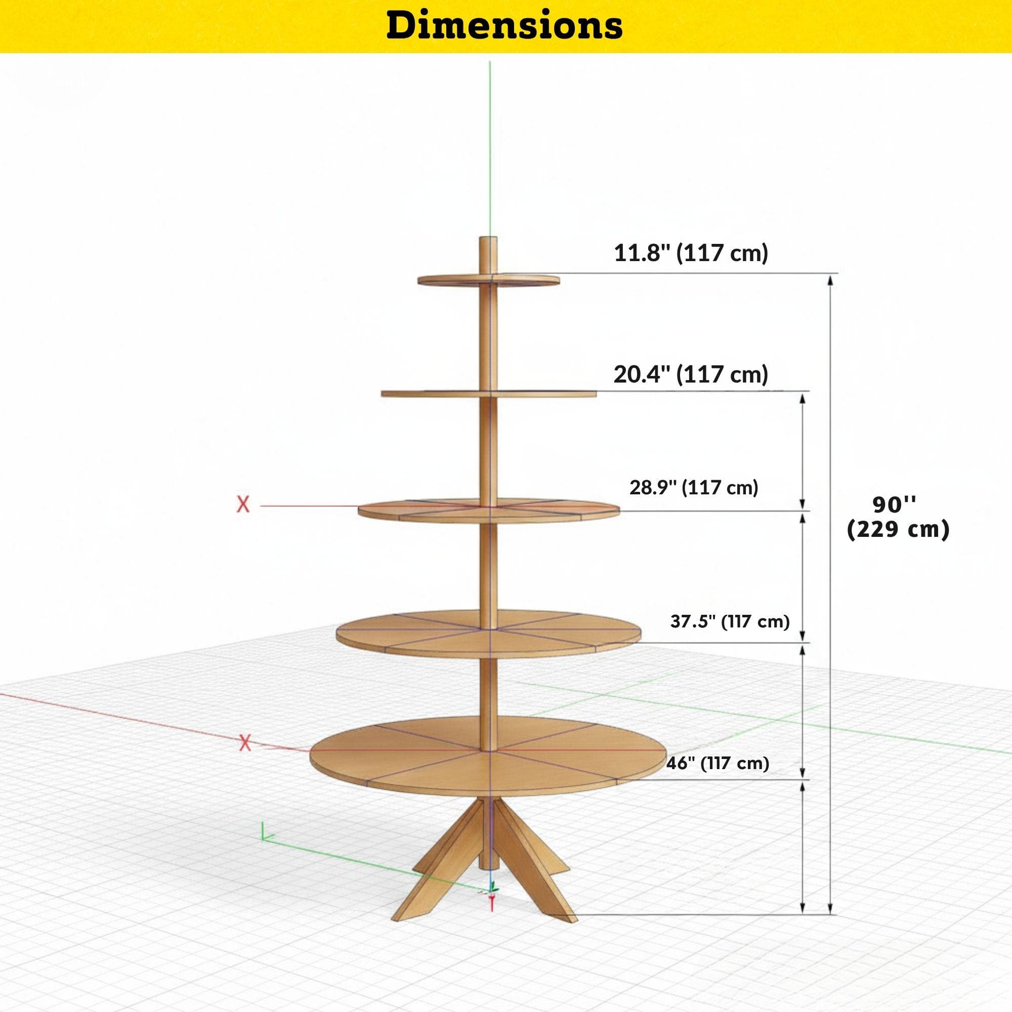 Christmas Village Tree Stand Plans | DIY Tiered Display Shelf Instructions | Wooden Miniature Village Platform | Woodworking Pattern 7