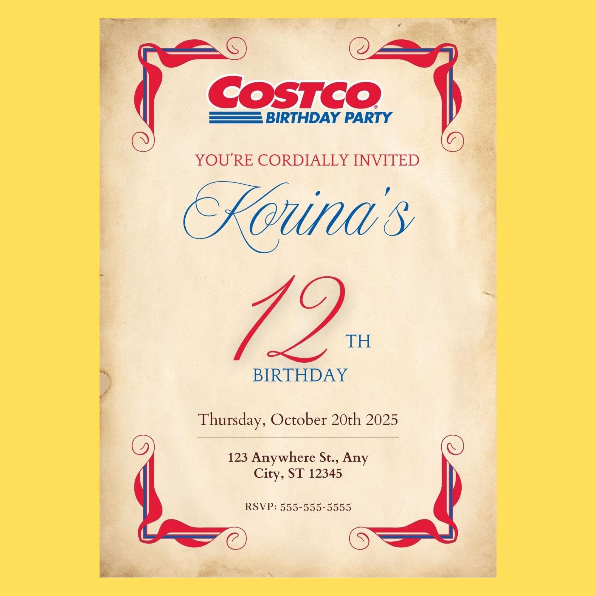 Costco Birthday Party Invitation Template | Editable Canva Invite (5x7 inches) 3