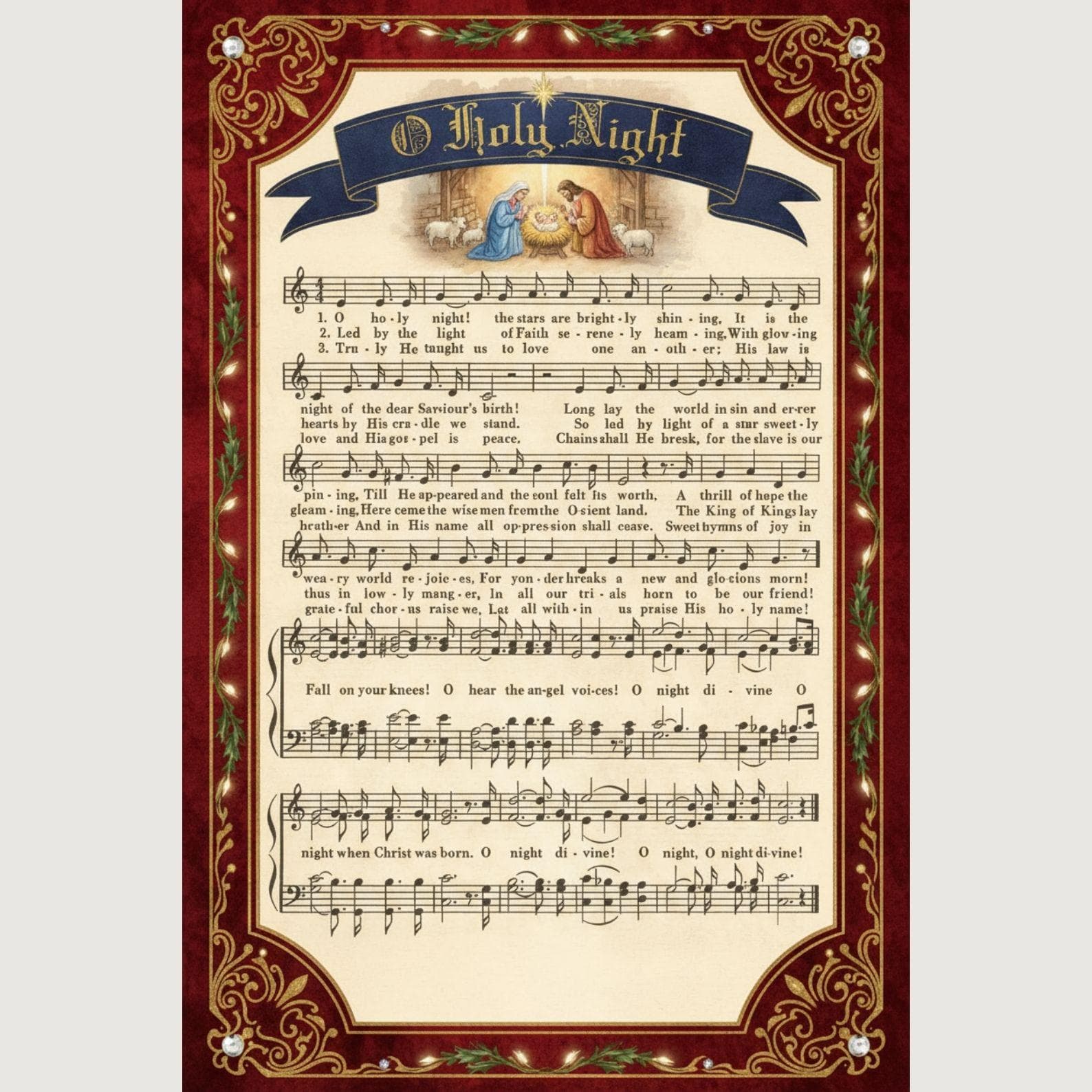 Vintage Christmas Carol Sheet Music Prints, Set of 5 (Digital Download) 9