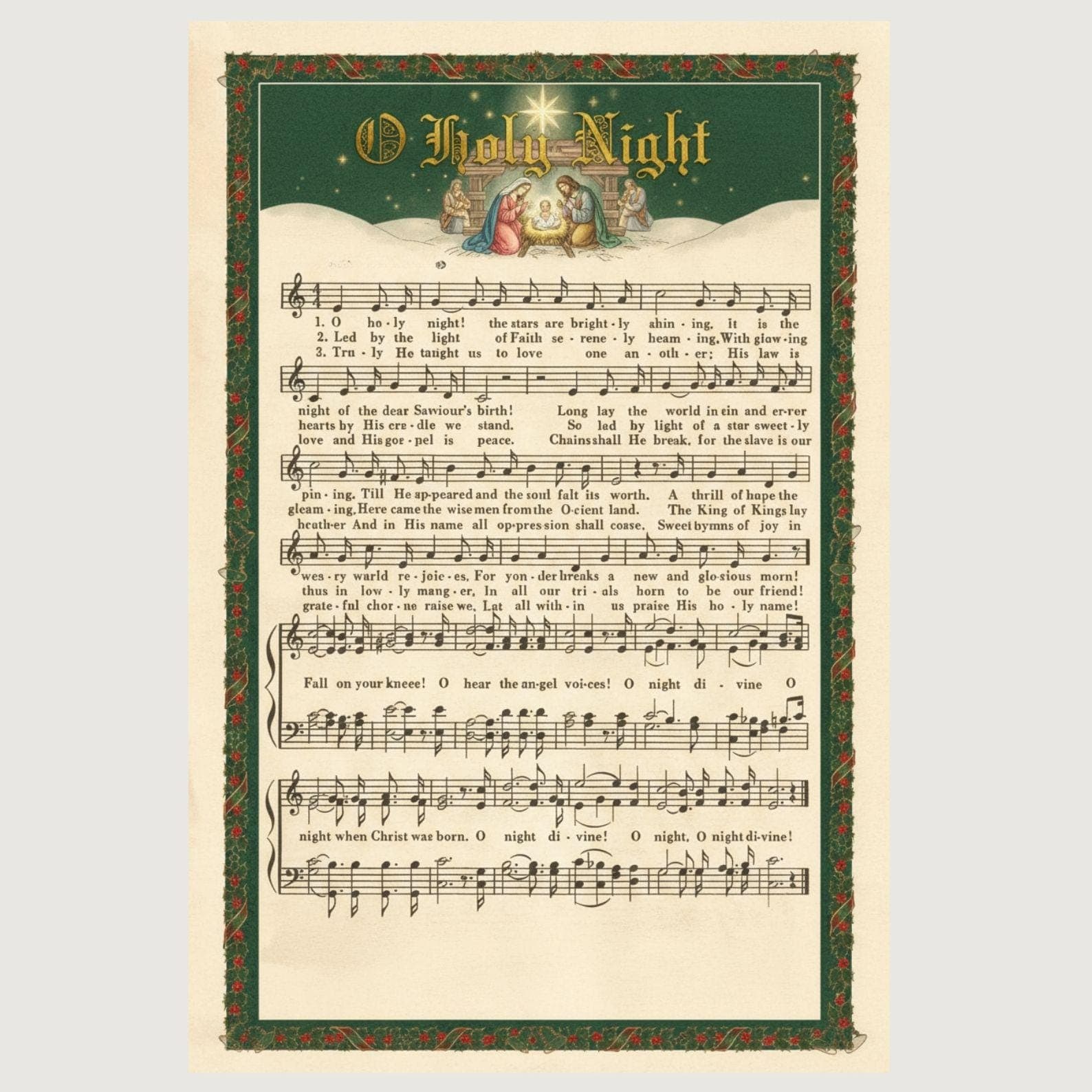 Vintage Christmas Carol Sheet Music Prints, Set of 5 (Digital Download) 8