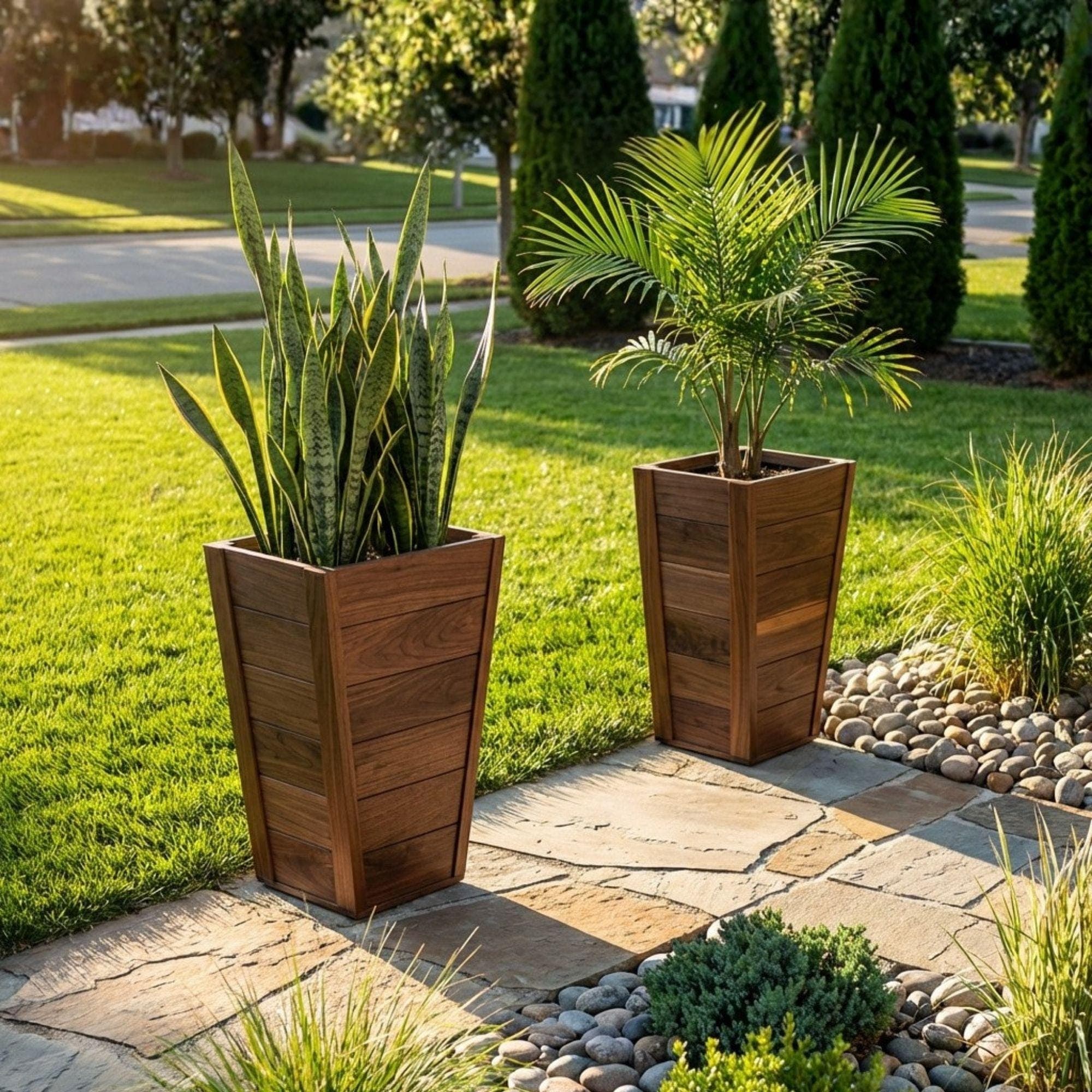 Tall Planter Box Plans | Modern Tapered Wood Outdoor Blueprint (PDF Download)