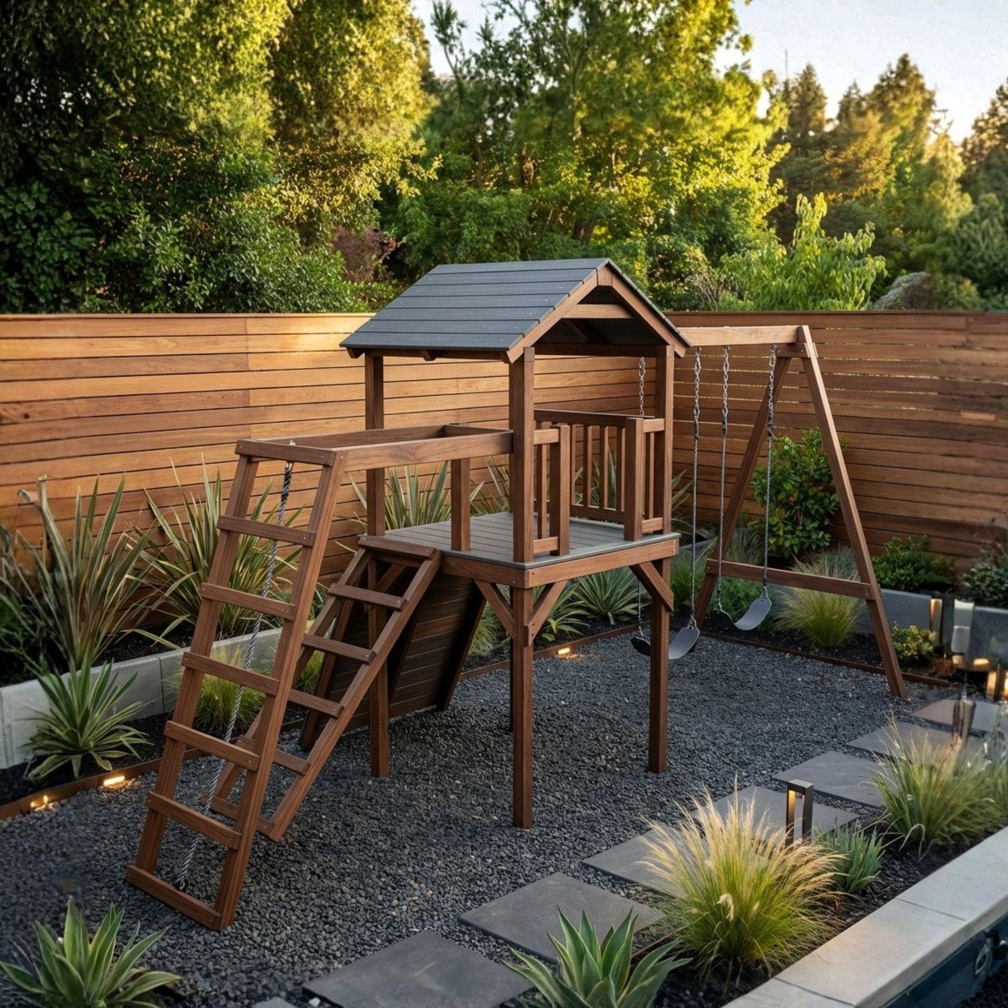 DIY Swingset With Playhouse Plans | Wooden Playset Plan PDF | Backyard Playground Plans 4