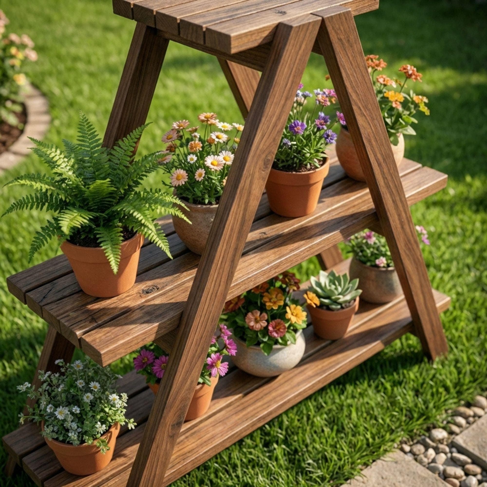 DIY Tiered Plant Stand Plans | A-Frame Wood Ladder Shelf Blueprint (Digital Download) 3