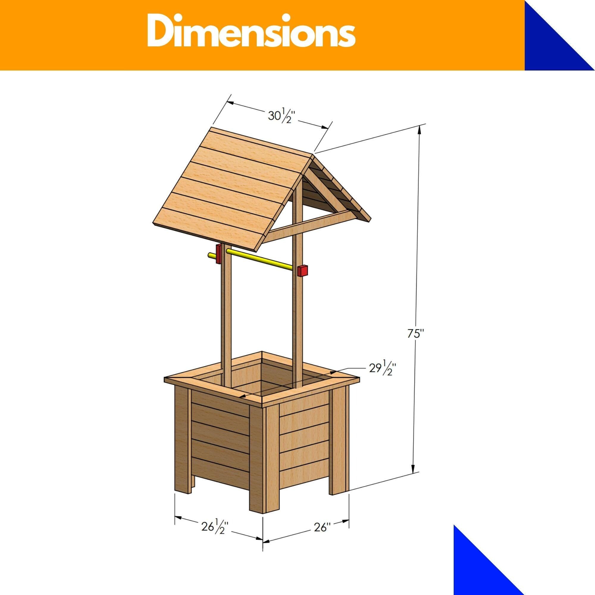 Wooden Wishing Well Plan | DIY Garden Planter, Outdoor Decor (PDF Download) 2