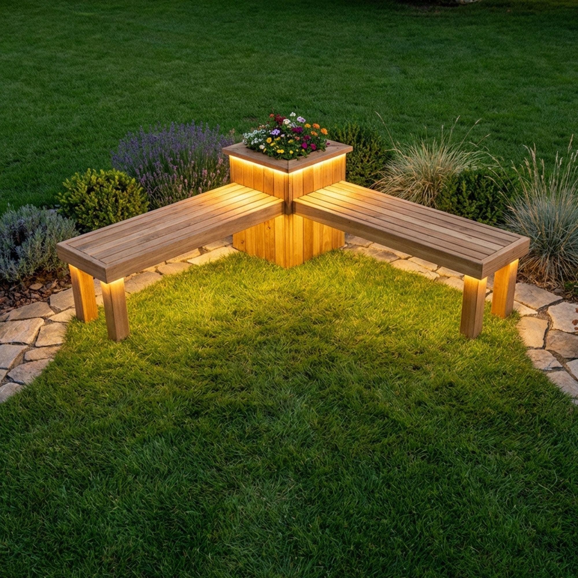 DIY Outdoor Corner Bench Plans | L Shaped Planter Bench Blueprint | Wooden Garden Seating PDF 2