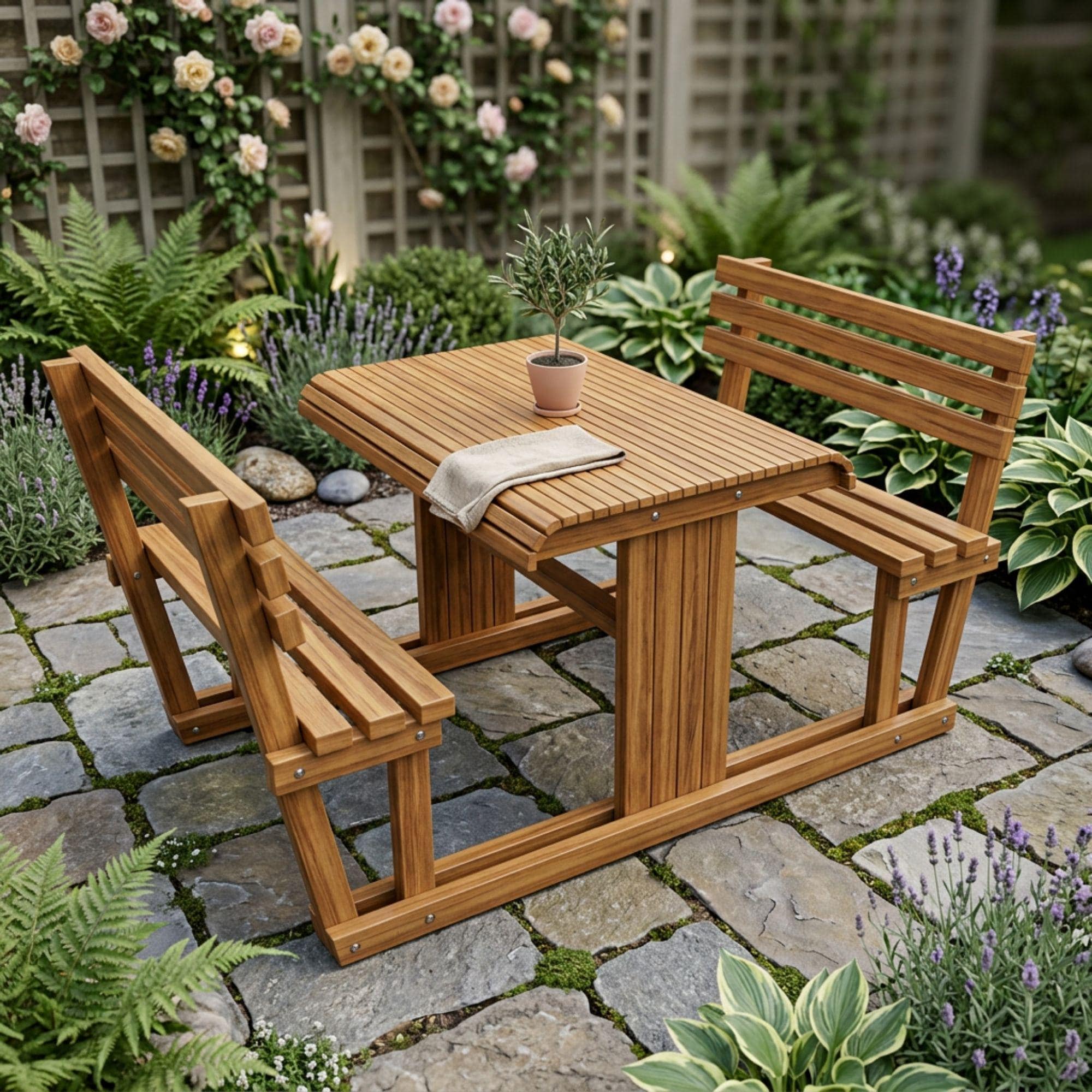 DIY Picnic Table Plans with Backrest | Outdoor Table Plans PDF | Picnic Bench Blueprint | Outside Table and Benches Woodworking Template 4