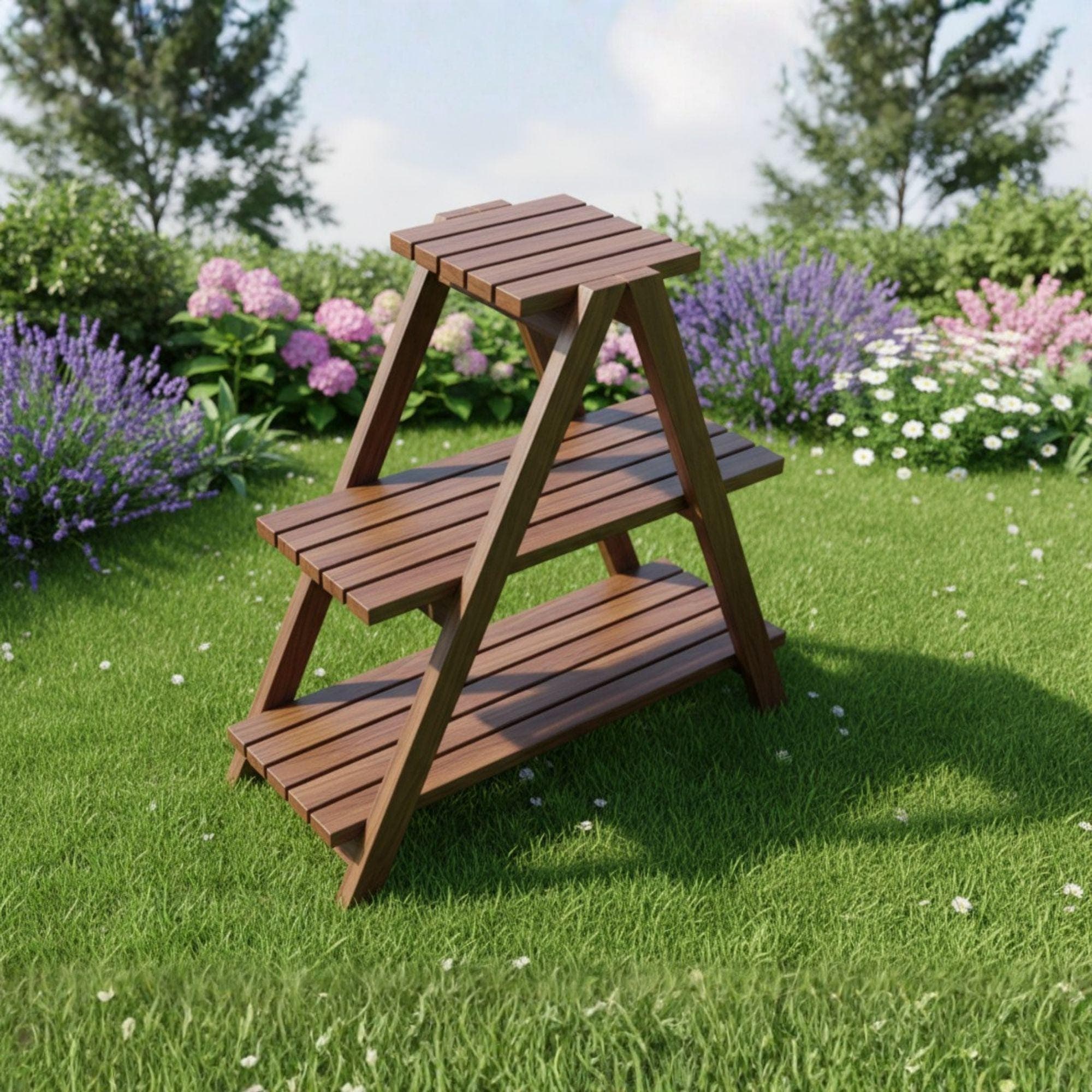 DIY Tiered Plant Stand Plans | A-Frame Wood Ladder Shelf Blueprint (Digital Download) 2