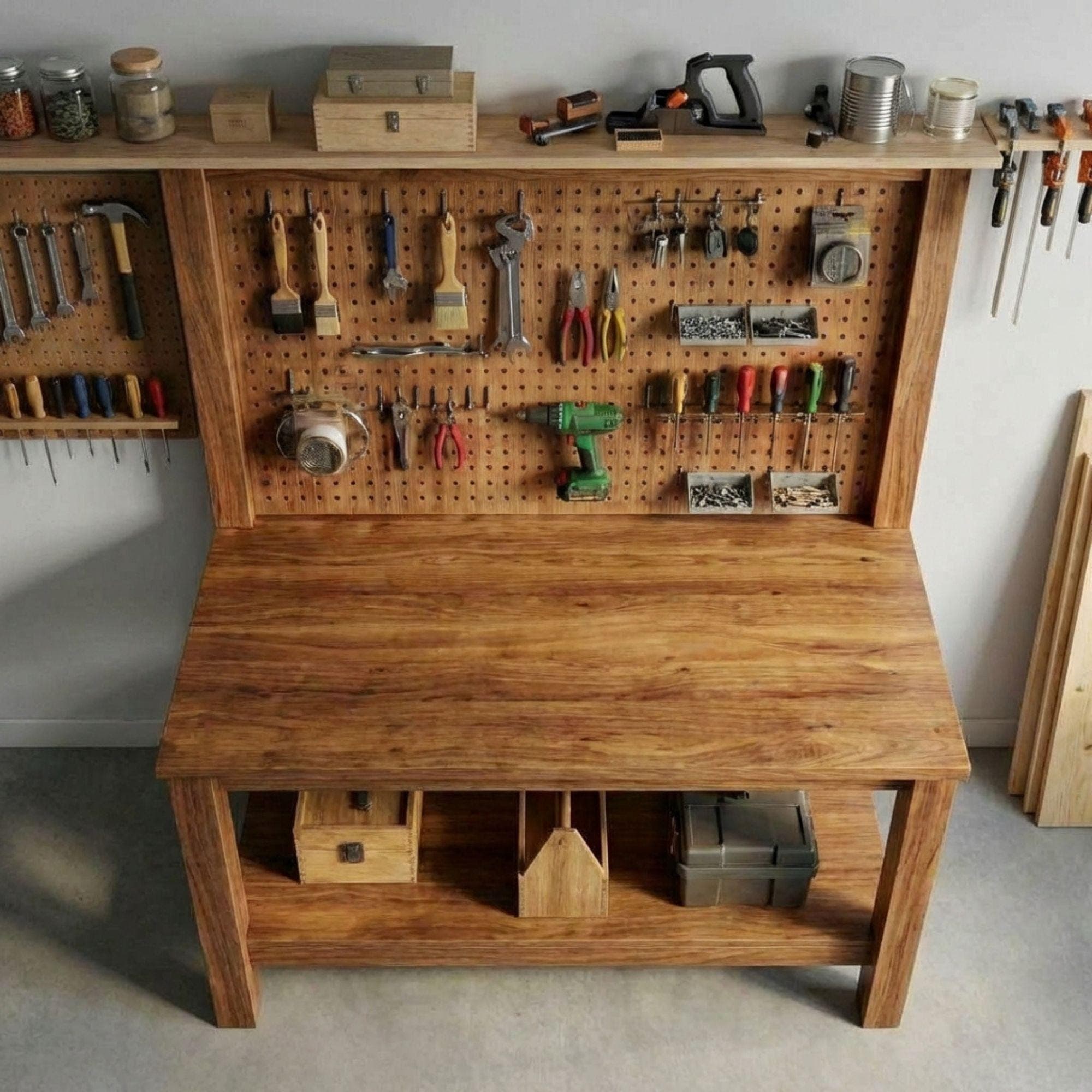 DIY Workbench Plans | Garage Workbench with Pegboard PDF | Wood Workbench Shelf | Easy DIY Garage Workshop Workbench 4