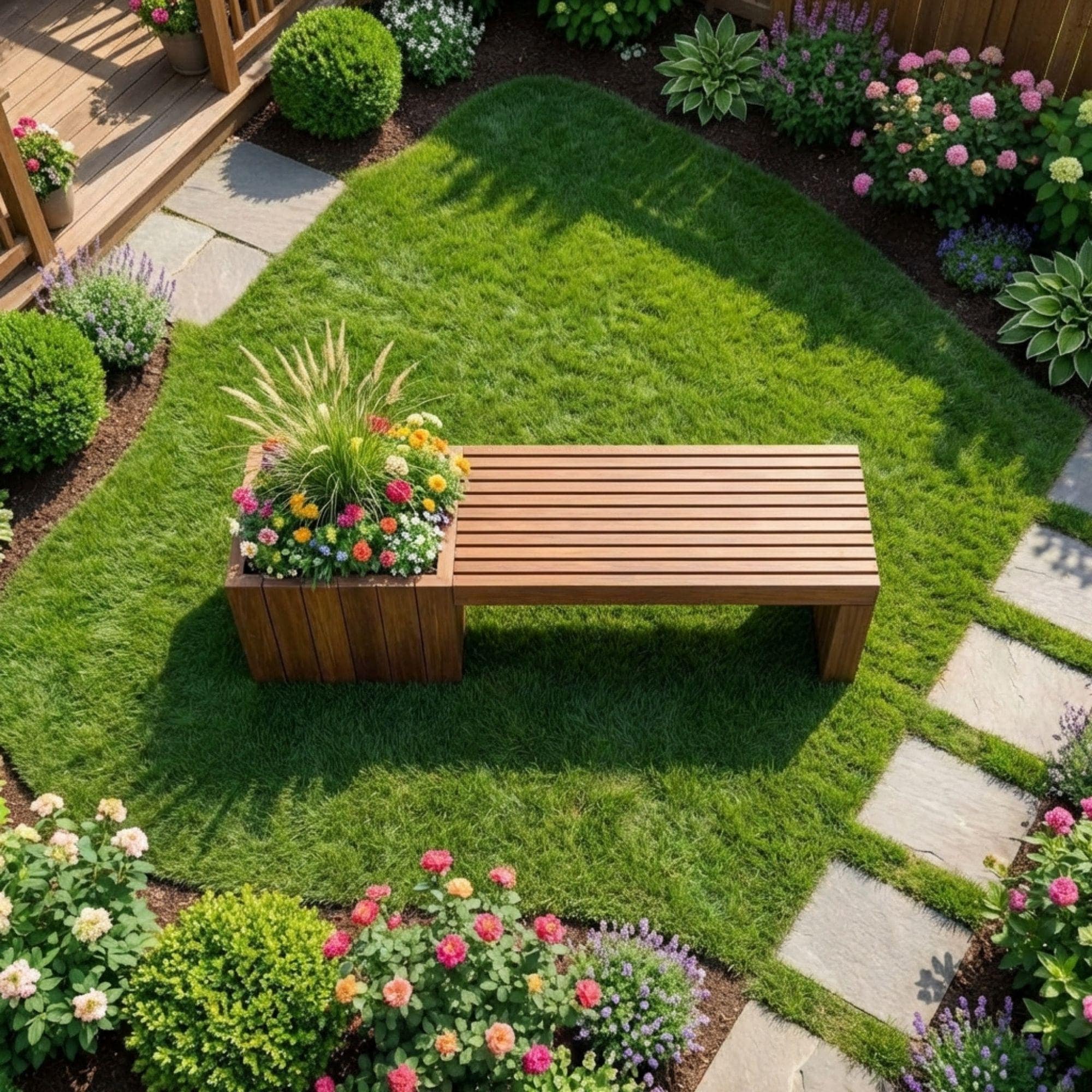 Modern Slatted Planter Bench Plans | Outdoor Seating Blueprint (PDF Download) 4