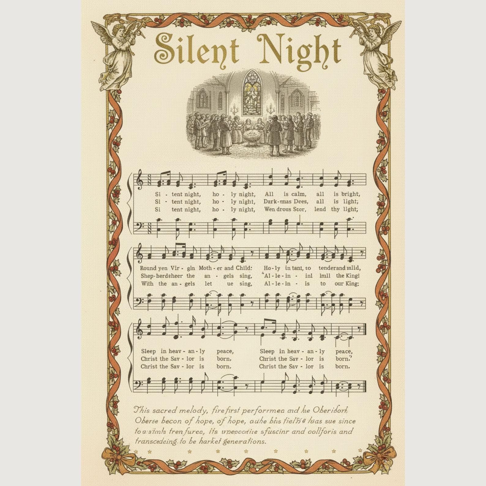 Vintage Christmas Carol Sheet Music Prints, Set of 5 (Digital Download) 2