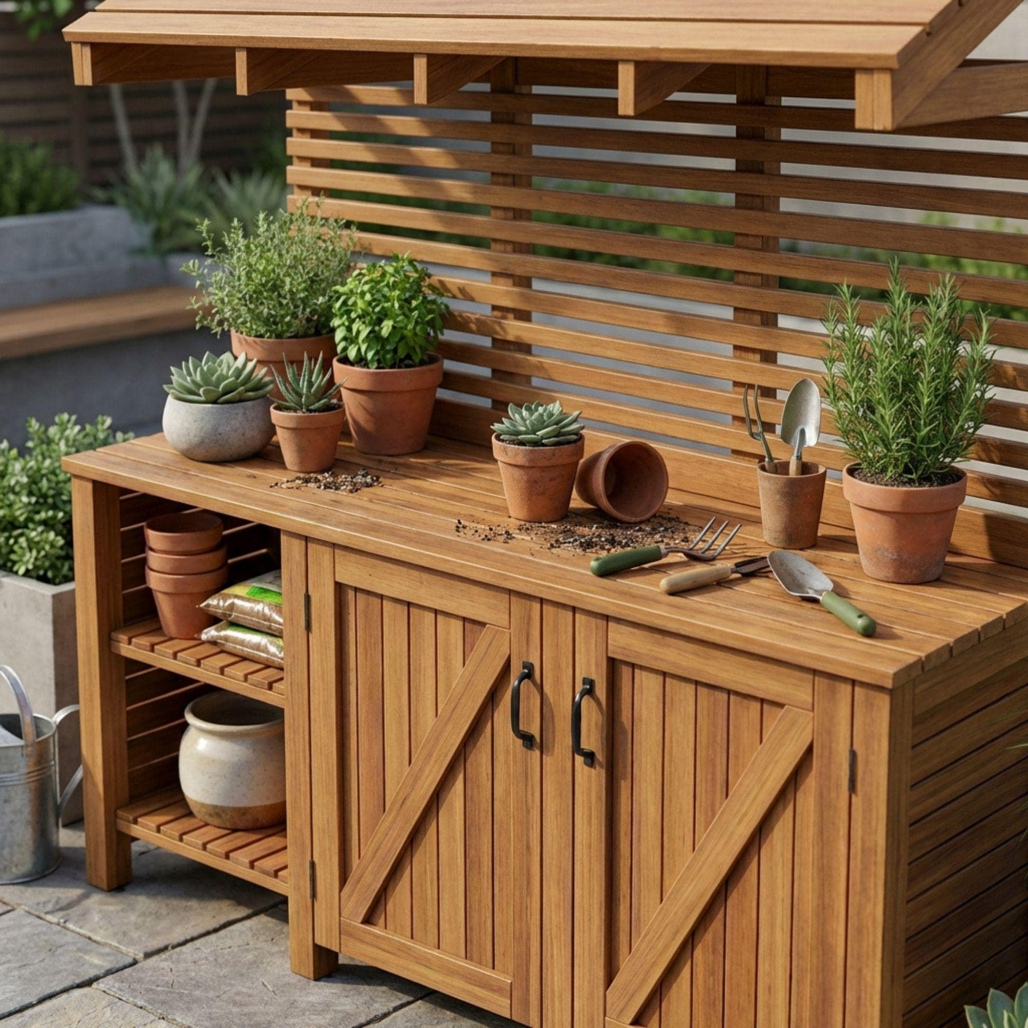 DIY Potting Bench with Storage Plans | Potting Station Blueprint | Garden Workbench PDF 4