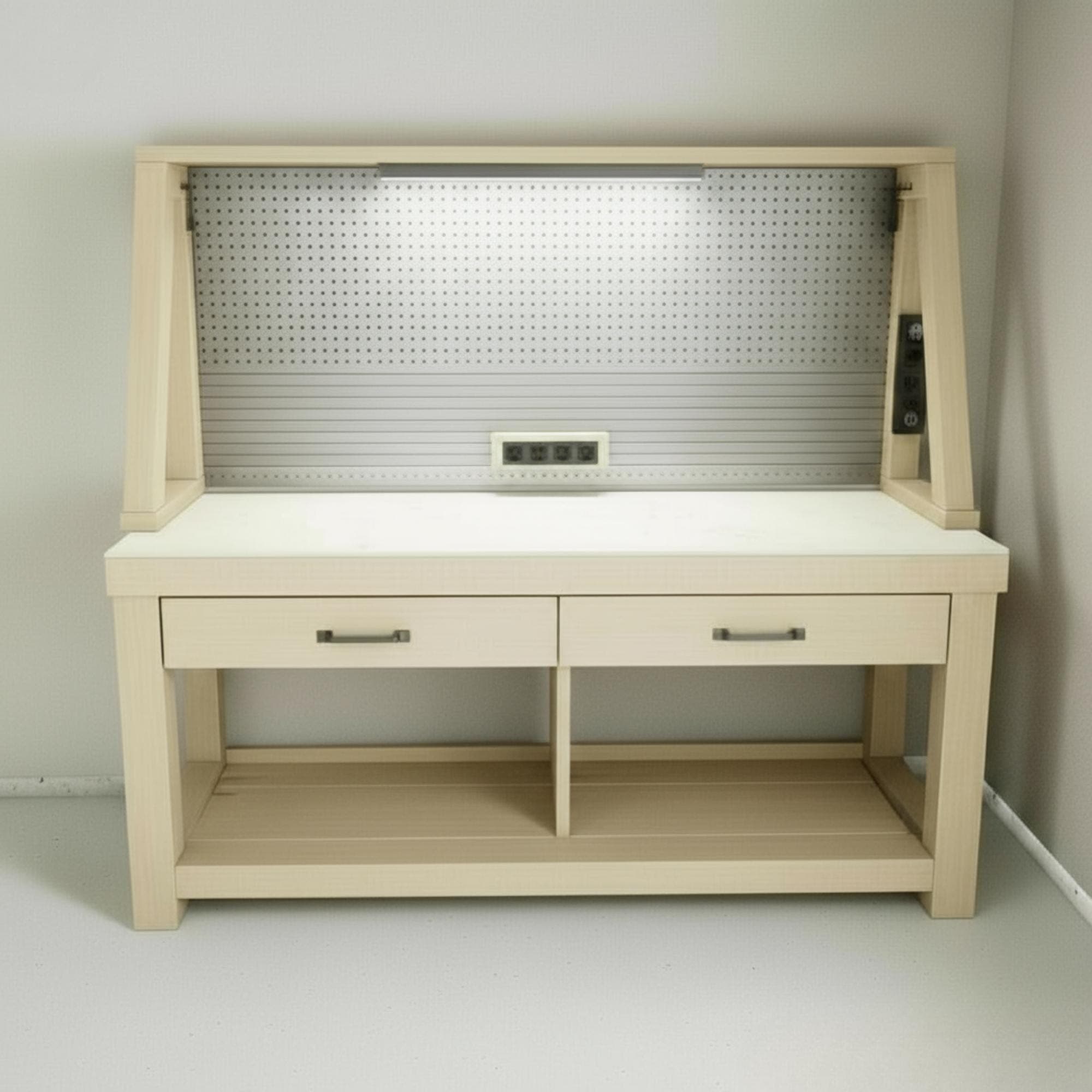 Work Bench With Storage DIY Plan | Garage Workbench and Woodworking Table with Shelves - Custom Stationary Desk Plan 3